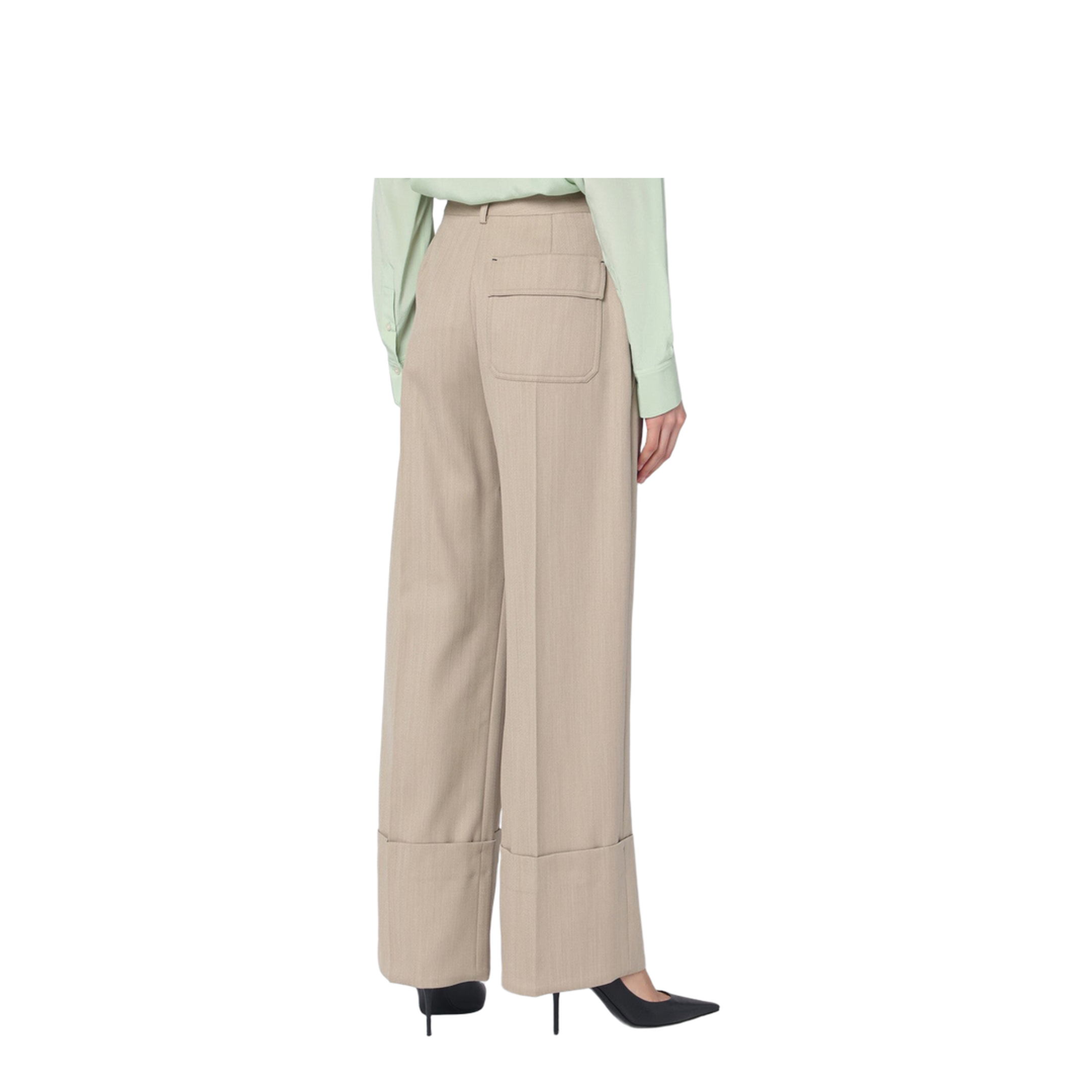 Wide Mandarin Colour Pants in Wool - Image 2