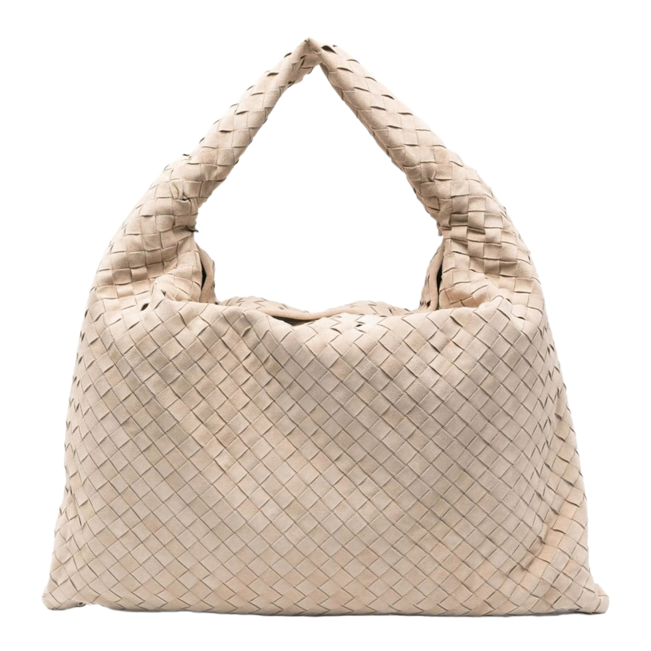 Hop Large Suede Leather Shoulder Bag - Ecru - Image 1