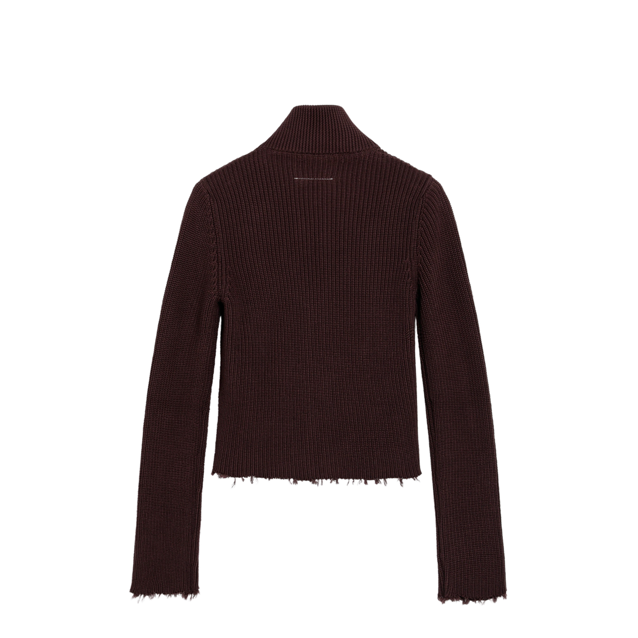 Chocolate Rib-Knit Zip Cardigan - Image 2