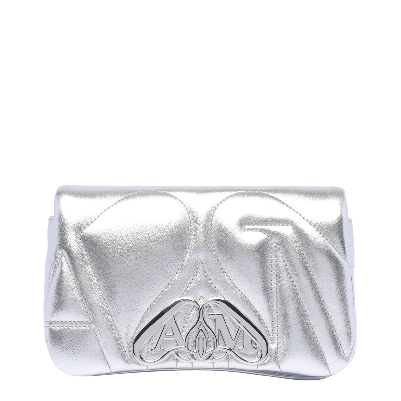 The Mini Seal Mini Lambskin Shoulder Bag - Silver Leather - Image 1