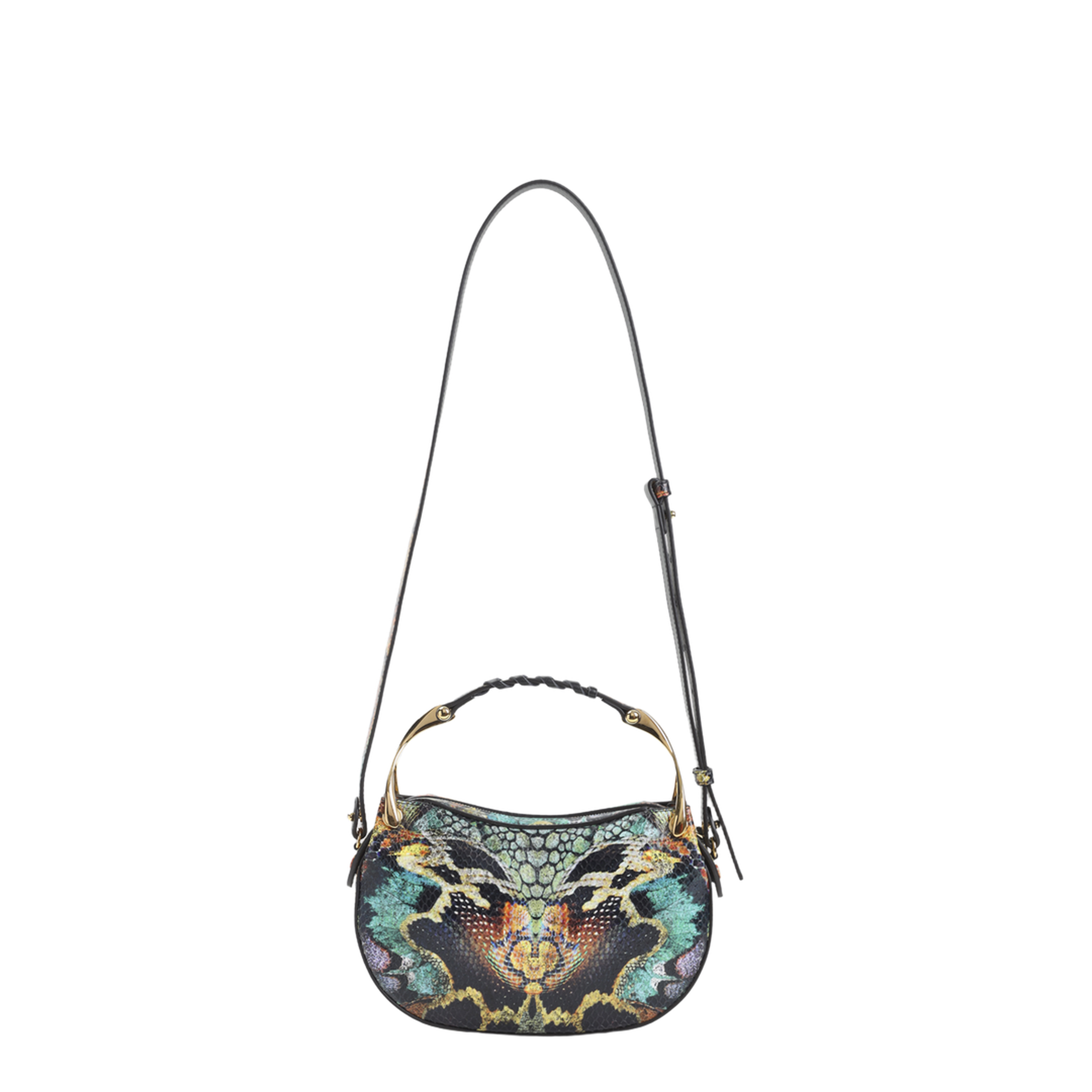 Wishbone Mini Python-Embossed Leather Shoulder Bag - Multicolor Gold - Image 4