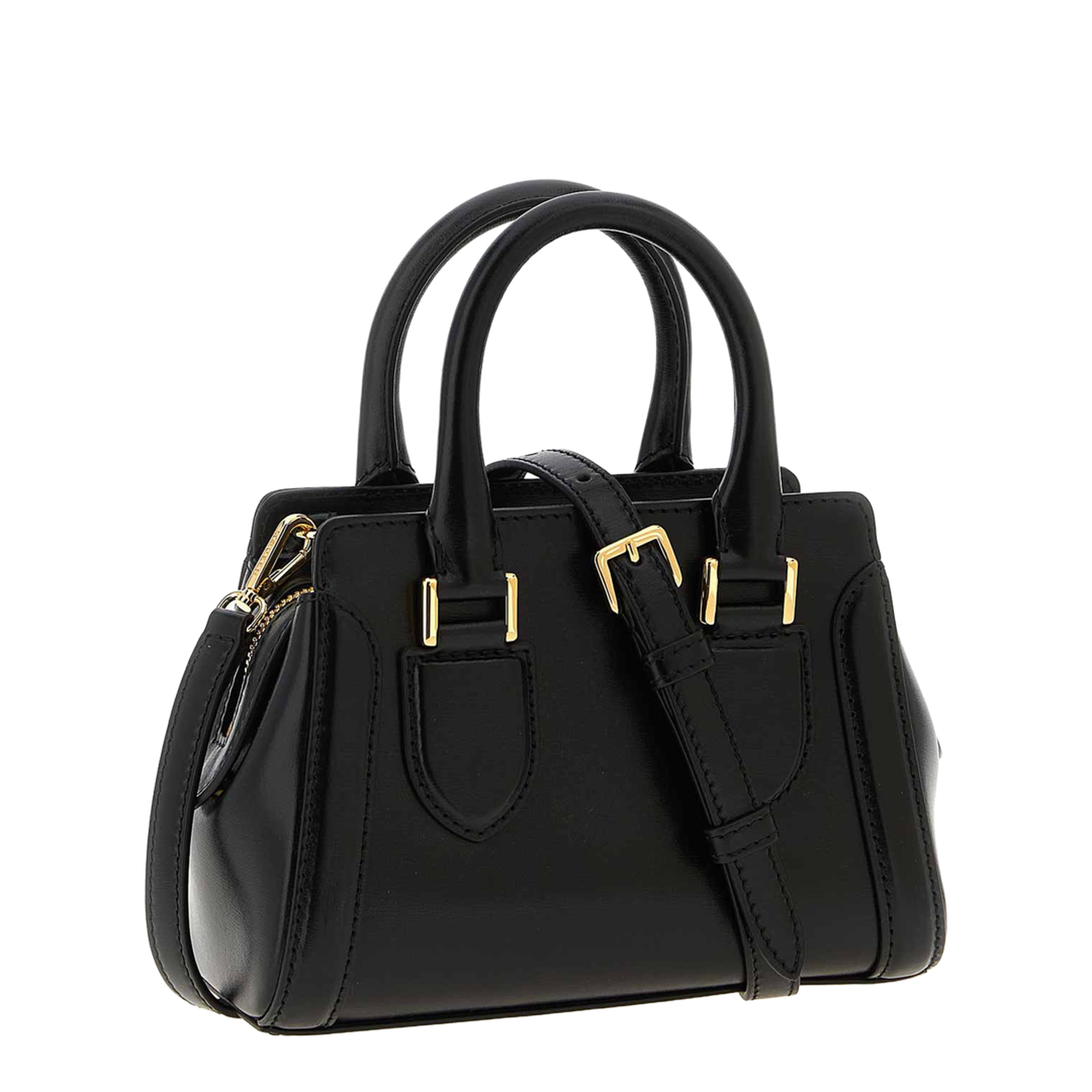 Birdee Mini Calfskin Handbag - Black/Gold - Image 2