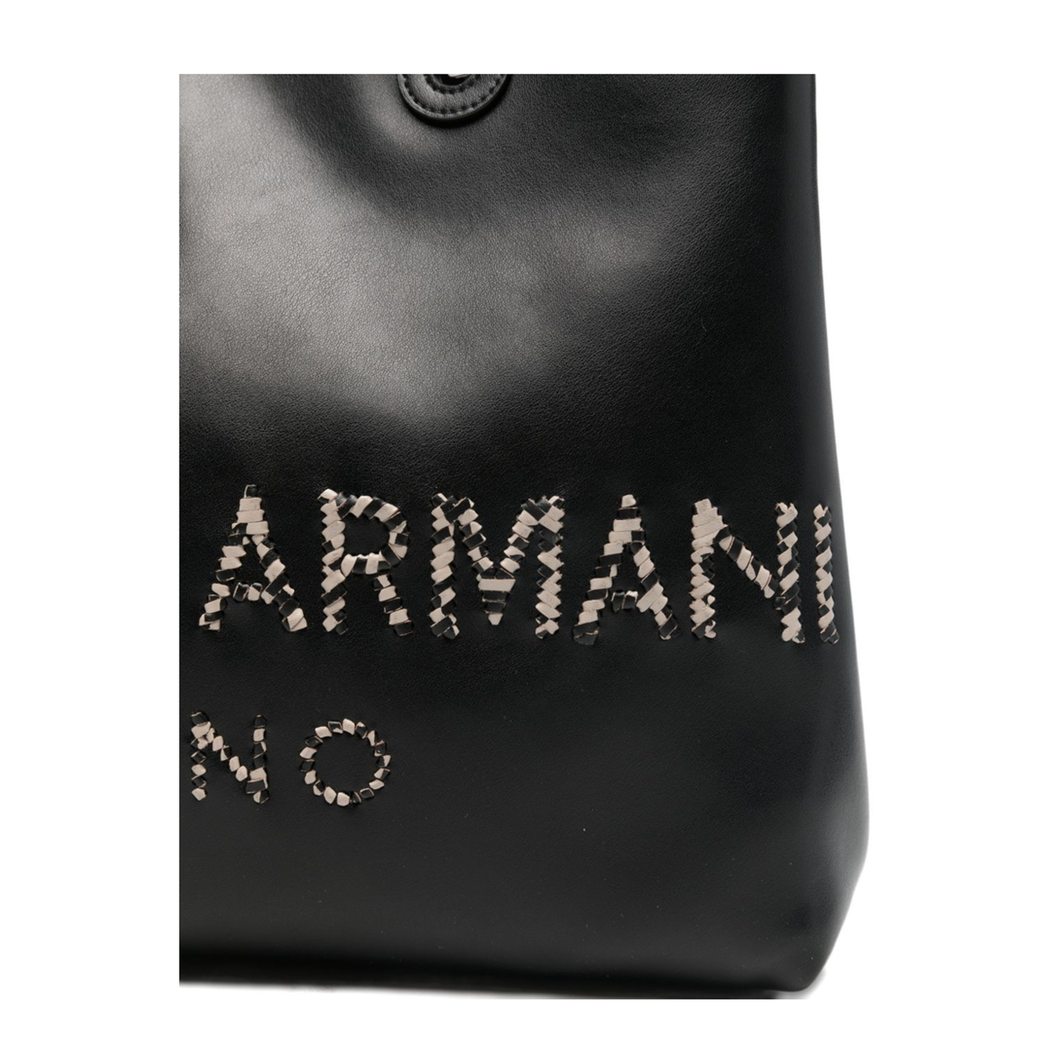 MyEA Medium Calfskin Shopper Tote - Nero/Cappuccino - Image 2