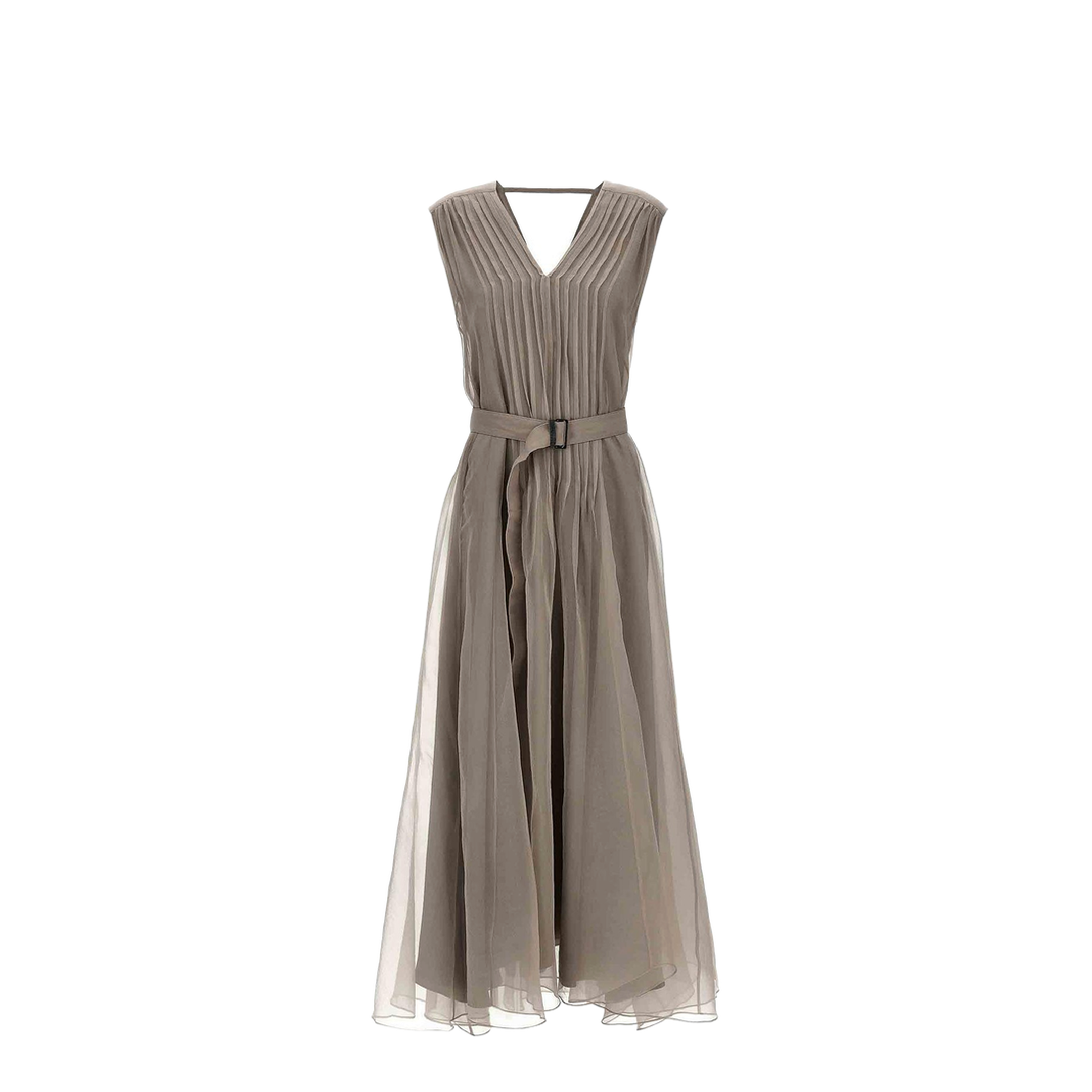 Long Silk Dress - Beige - Image 5