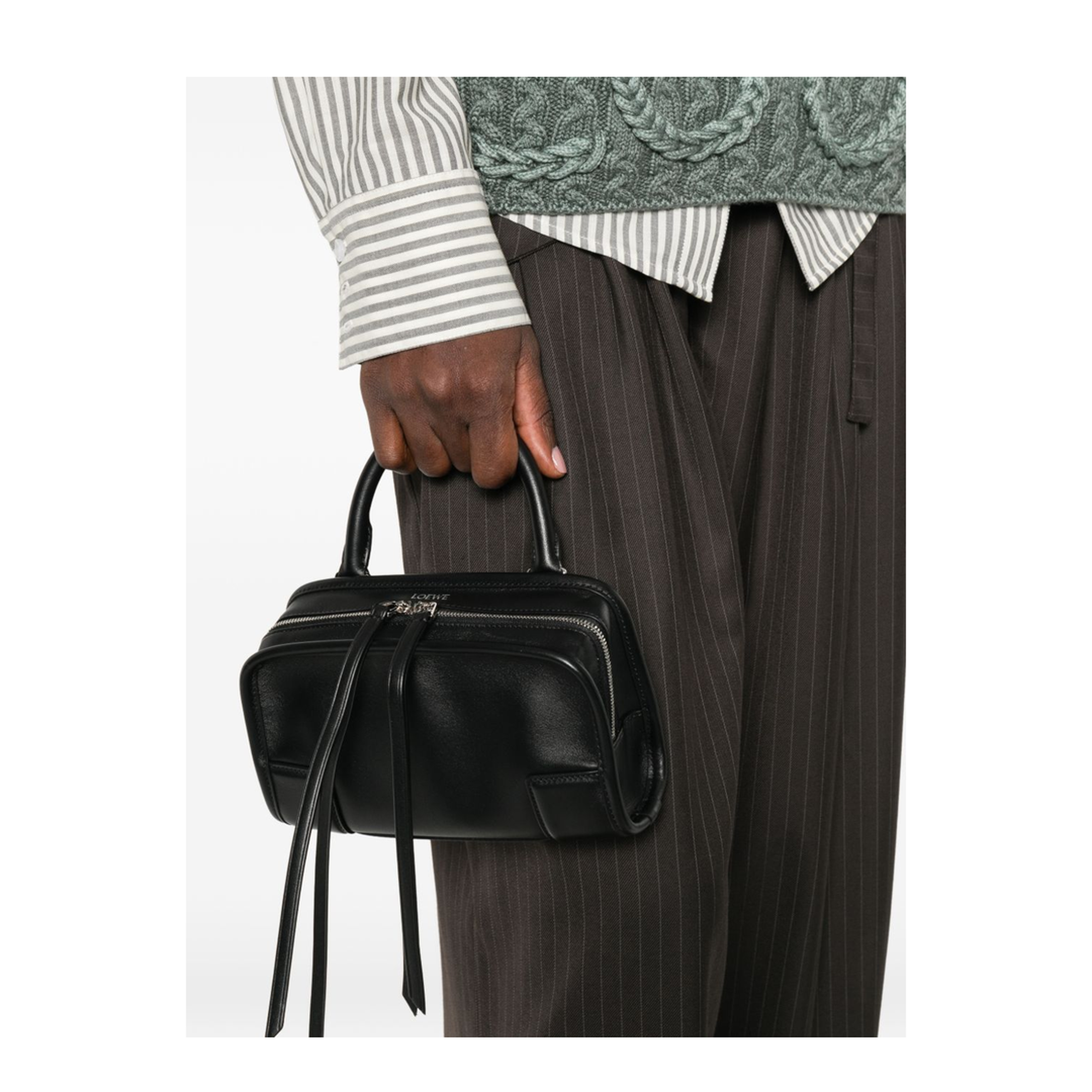 Amazona Mini Calfskin Leather Handbag - Black - Image 5