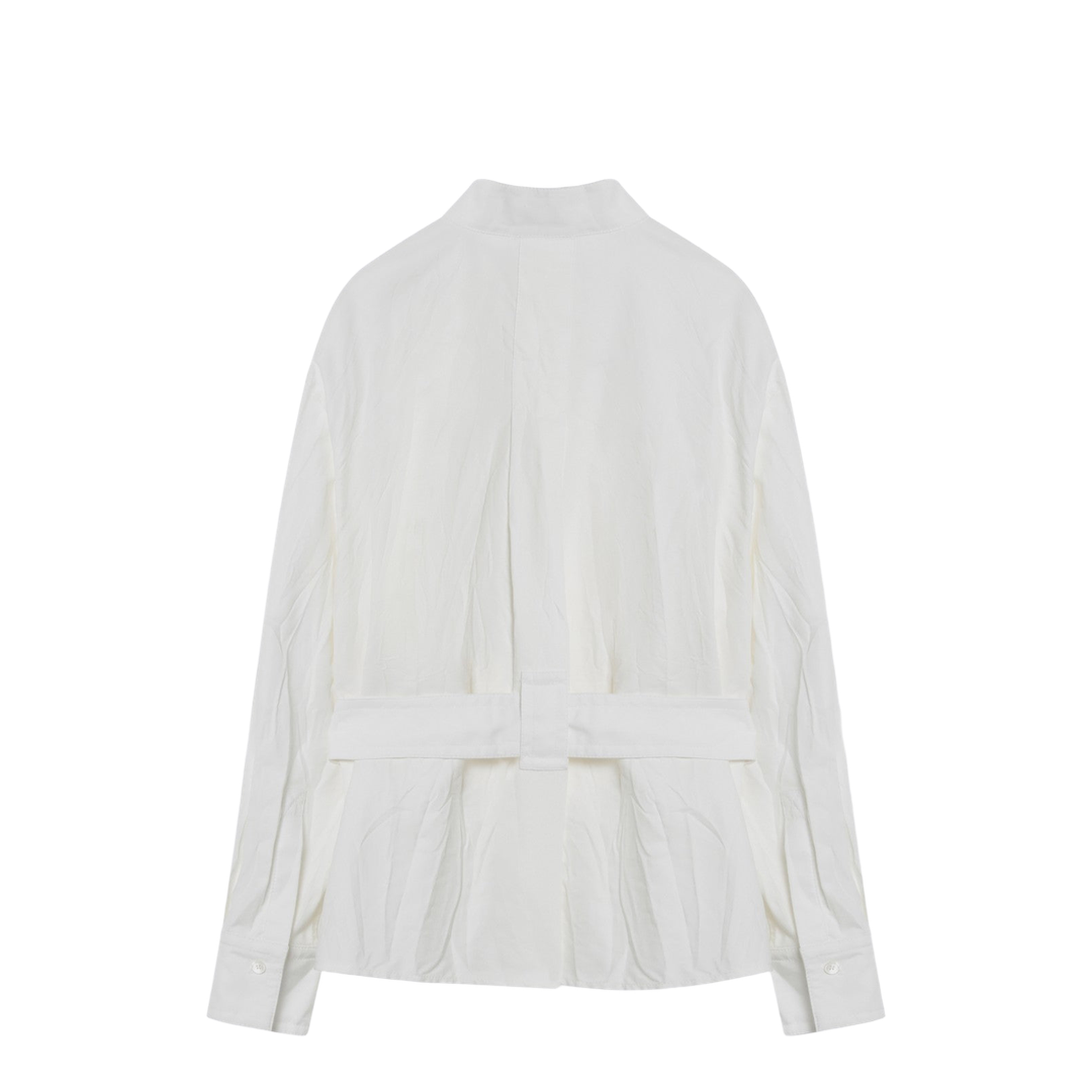 White Belted Shirt in Cotton Blend - Image 2