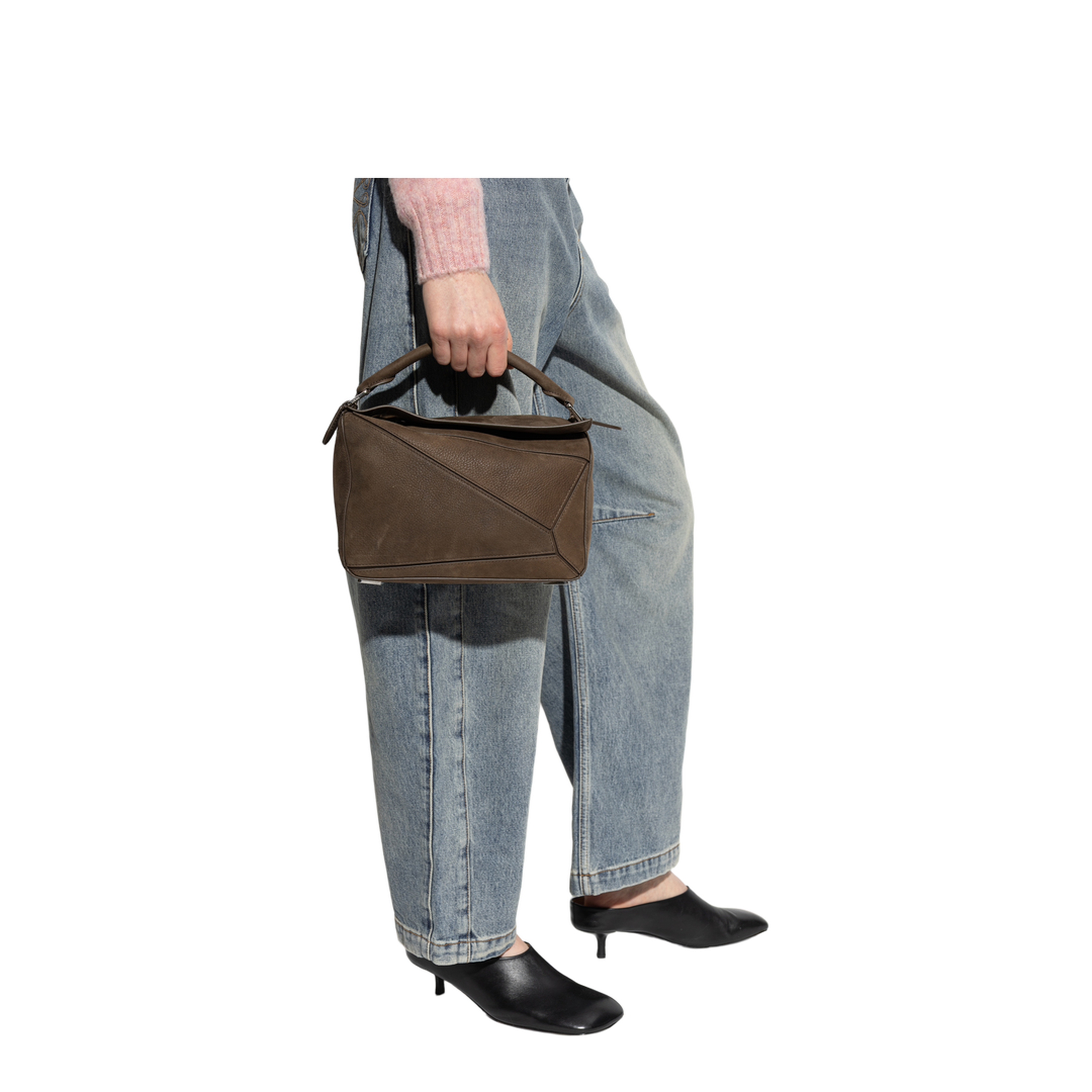 Puzzle Small Leather Shoulder Bag - Brown - Image 2