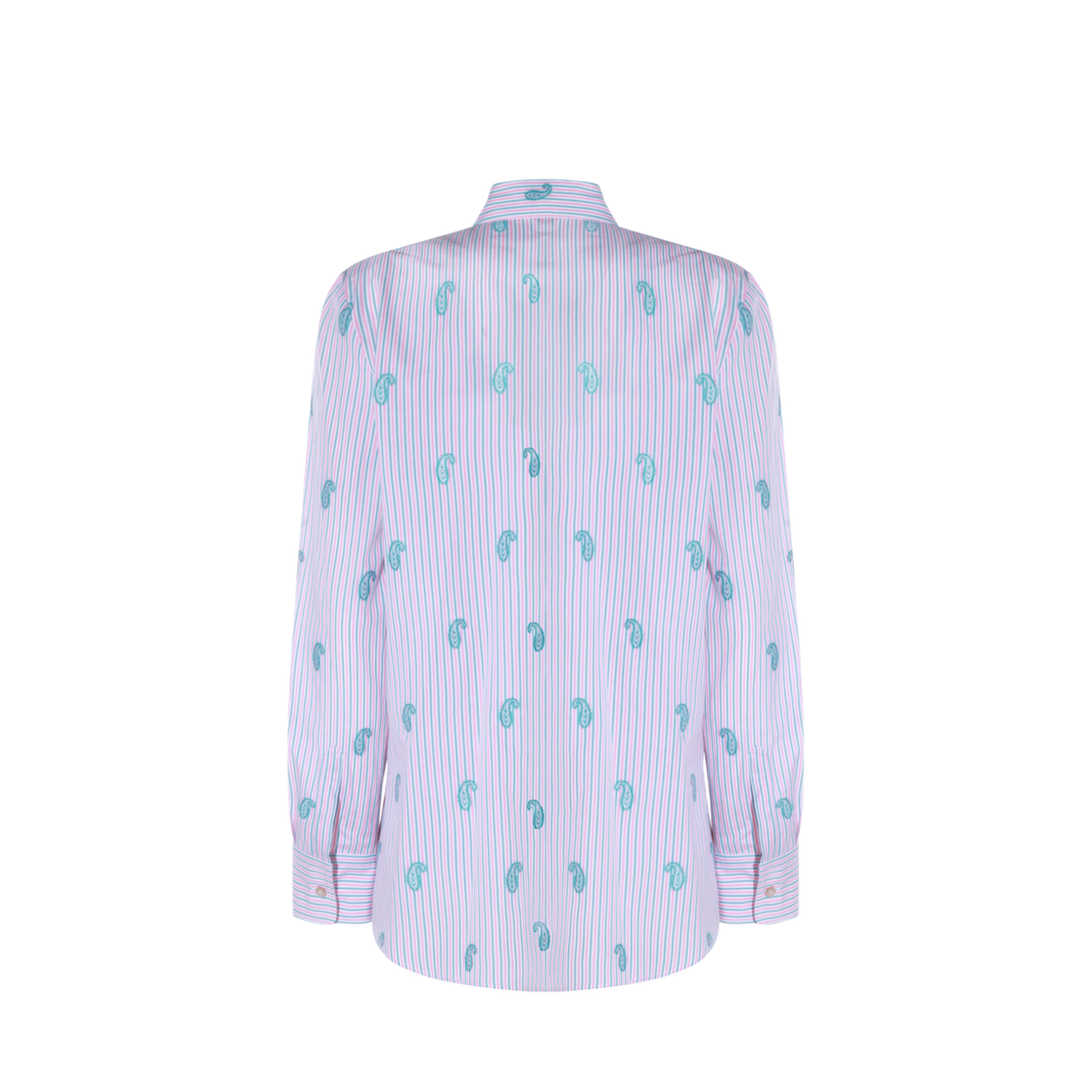 Striped Fil Coupé Paisley Cotton Jacquard Shirt - Pink - Image 3