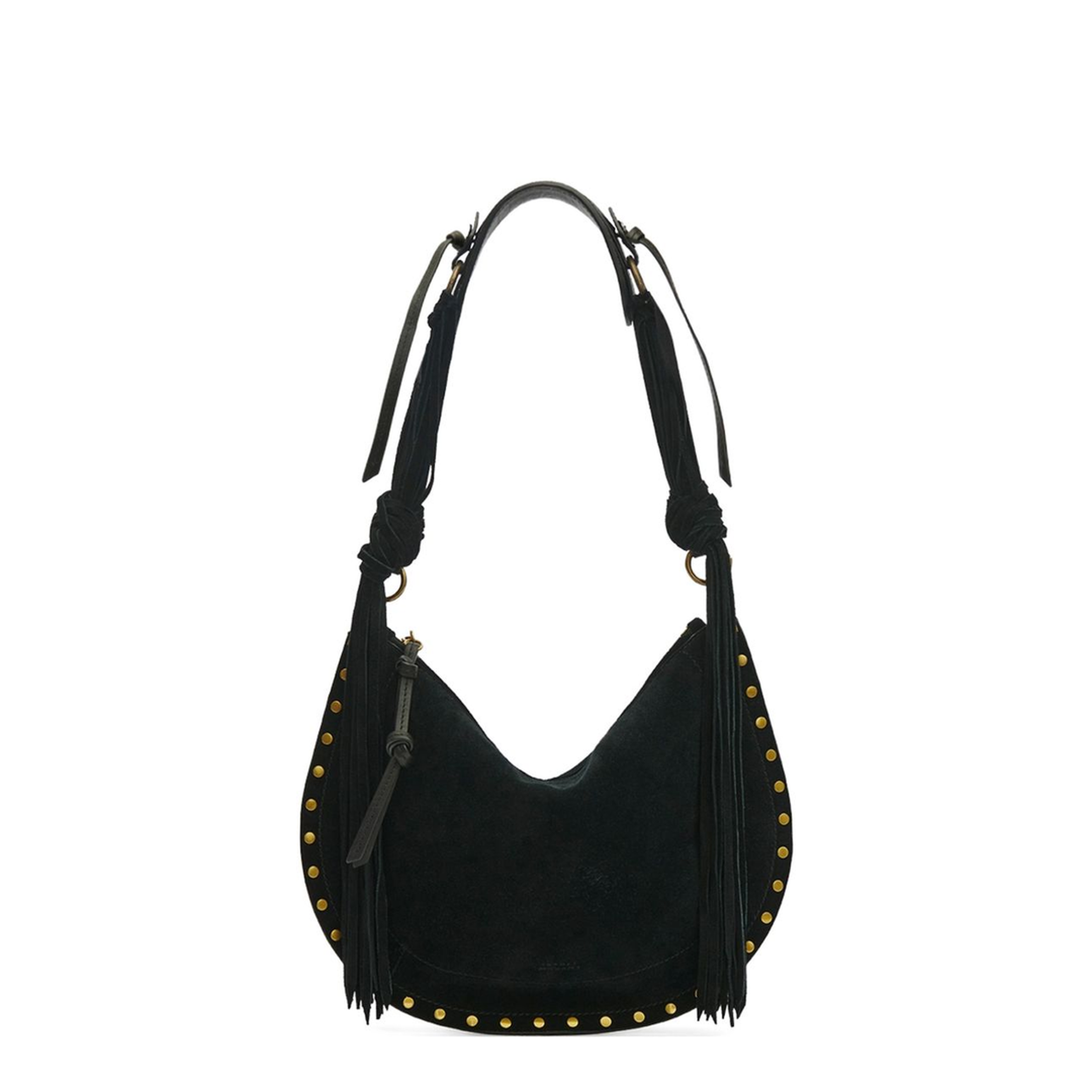 Oskan Soft Zip Suede Calfskin Shoulder Bag - Black - Image 1