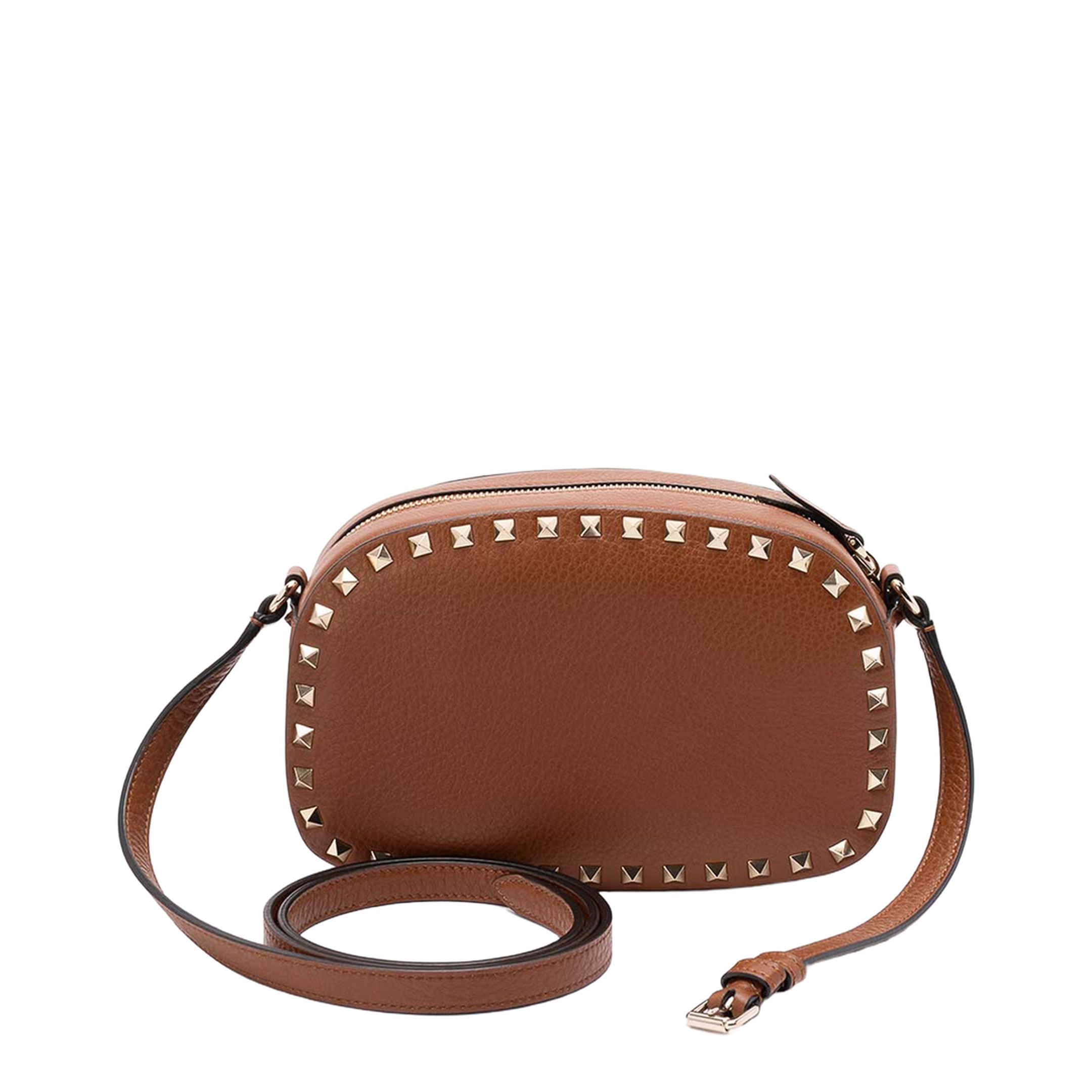 Rockstud Small Calf Leather Camera Case Crossbody - Brown - Image 2