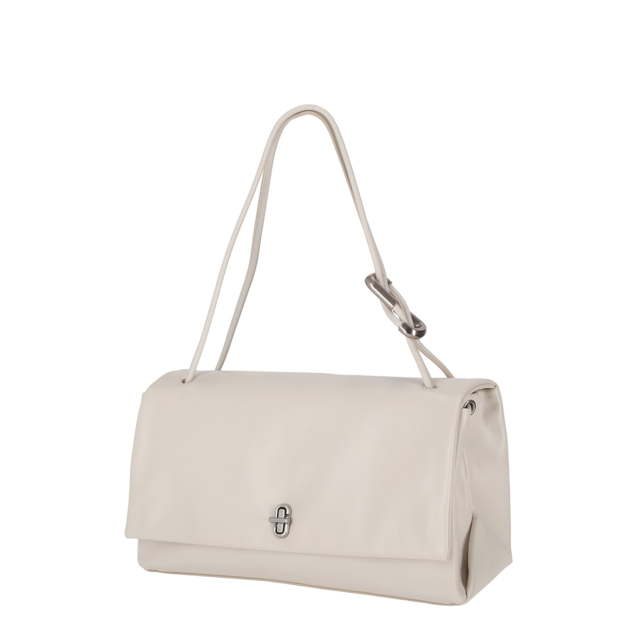 Dual Bag Large Smooth Leather Shoulder Bag - White - Image 3