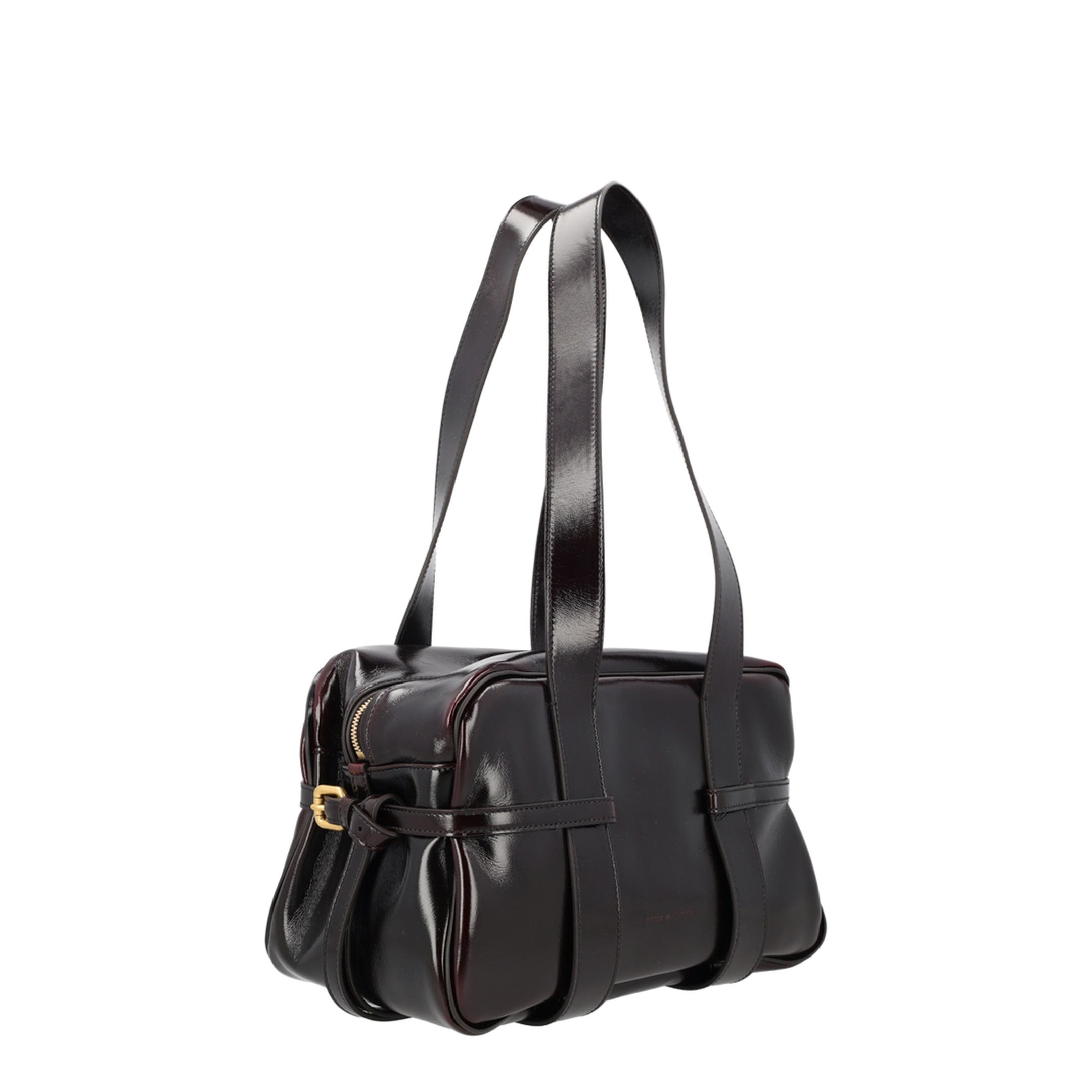 Medium Leather Bowling Shoulder Bag - Ruby - Image 3