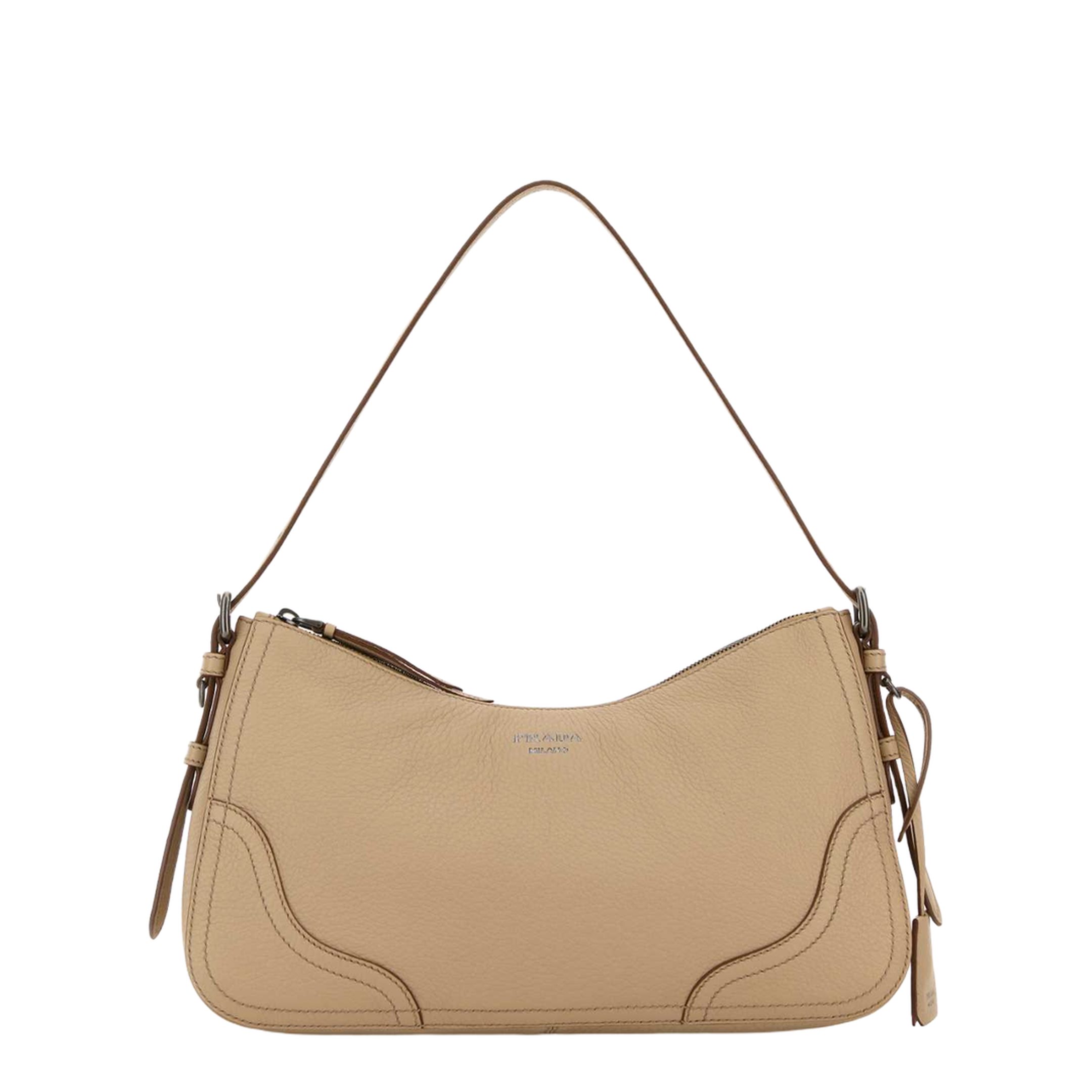 Aimèe Large Leather Shoulder Bags - Sand Beige - Image 1