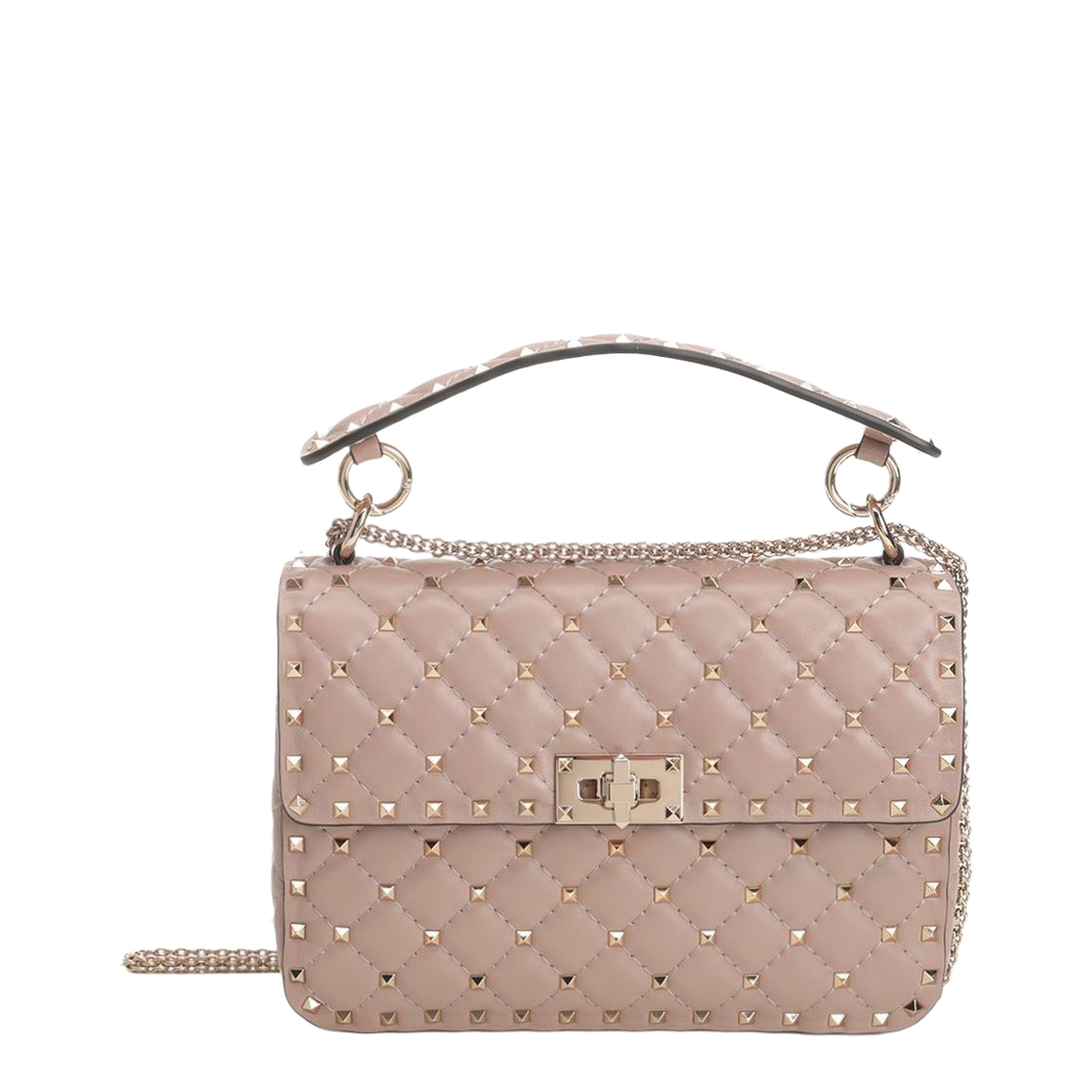 Rockstud Spike Medium Nappa Shoulder Bag - Powder Pink - Image 1