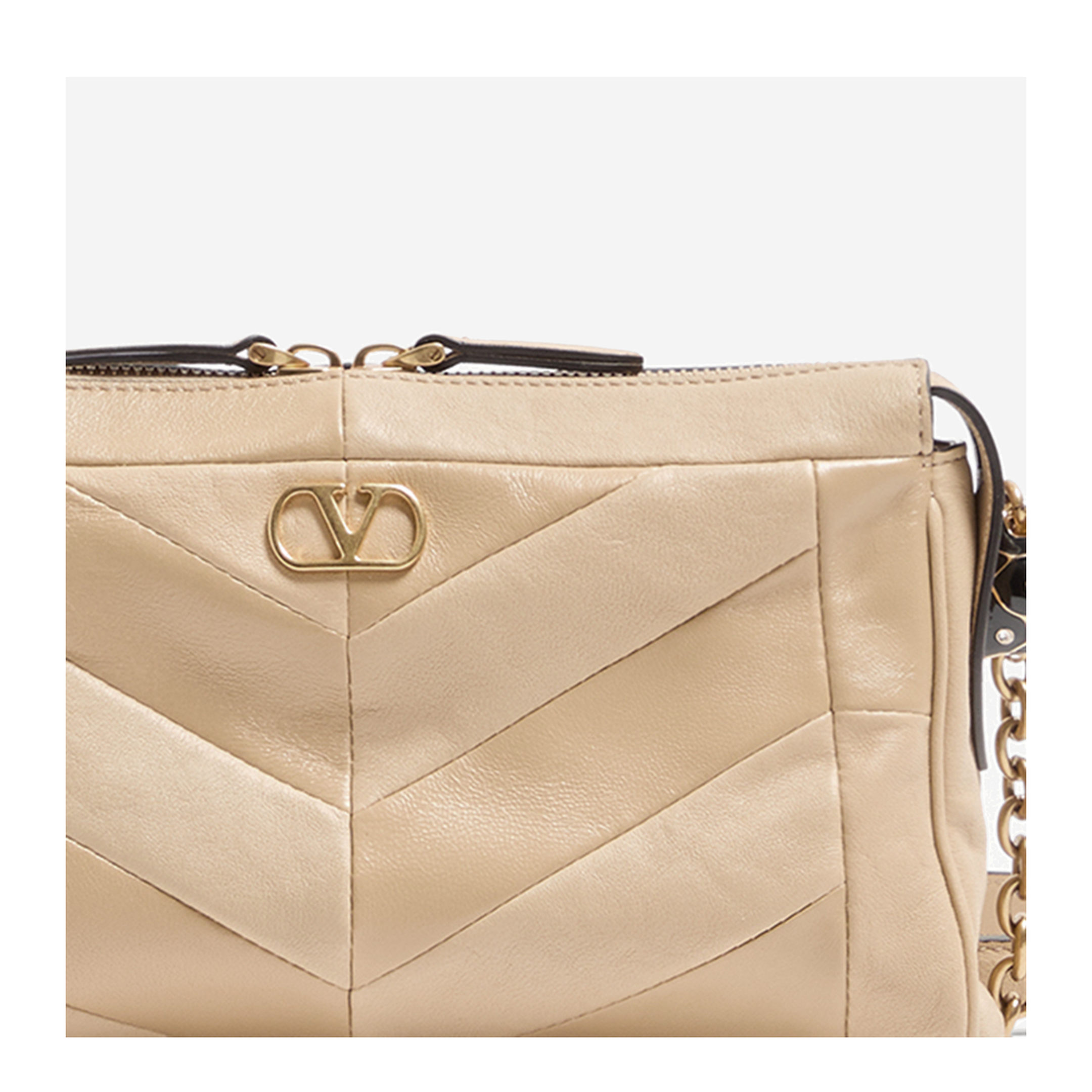 Panthea Small Nappa Leather Shoulder Bag - Gold Beige - Image 4