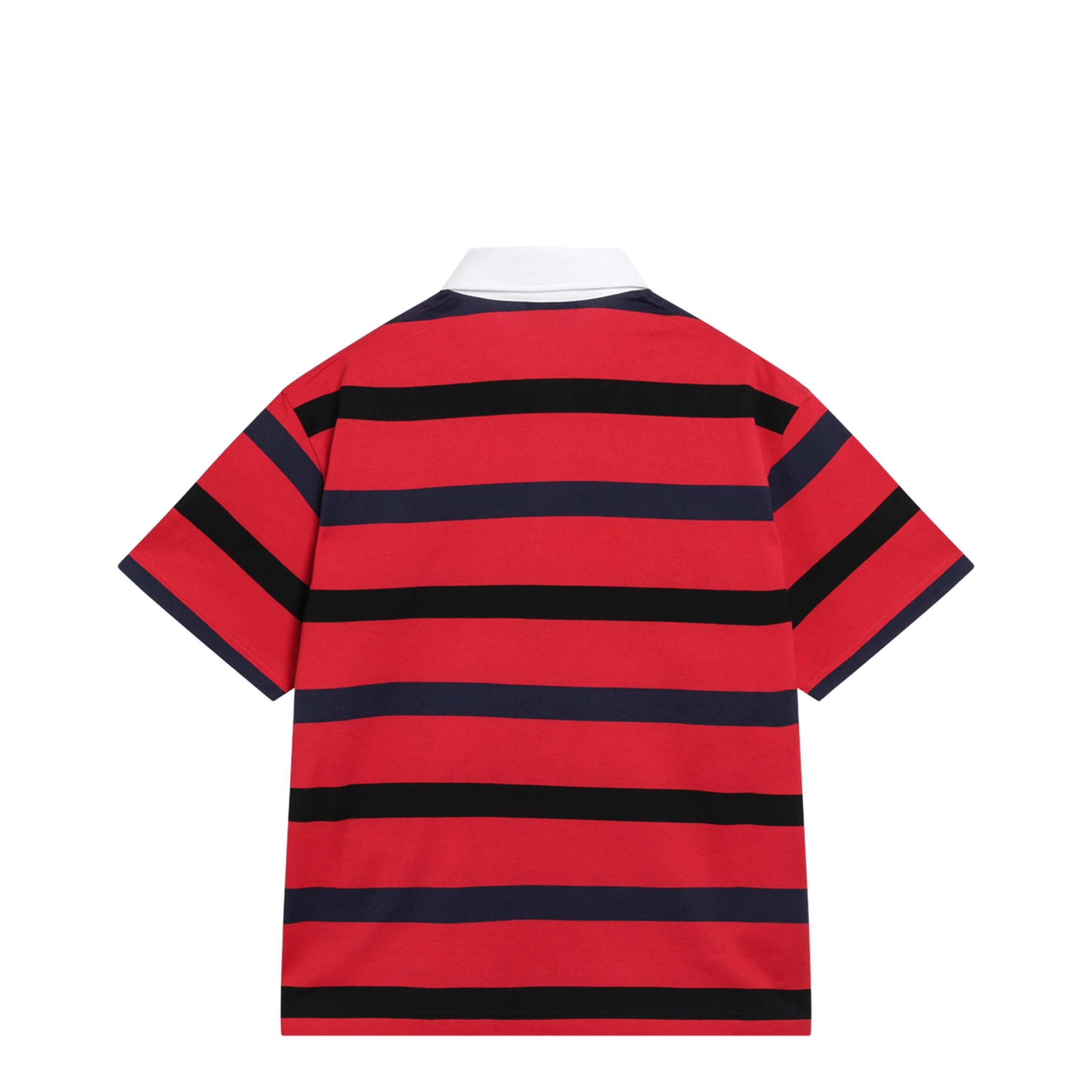 Short-Sleeved Polo Shirt With Red Blue Stripes - Image 2