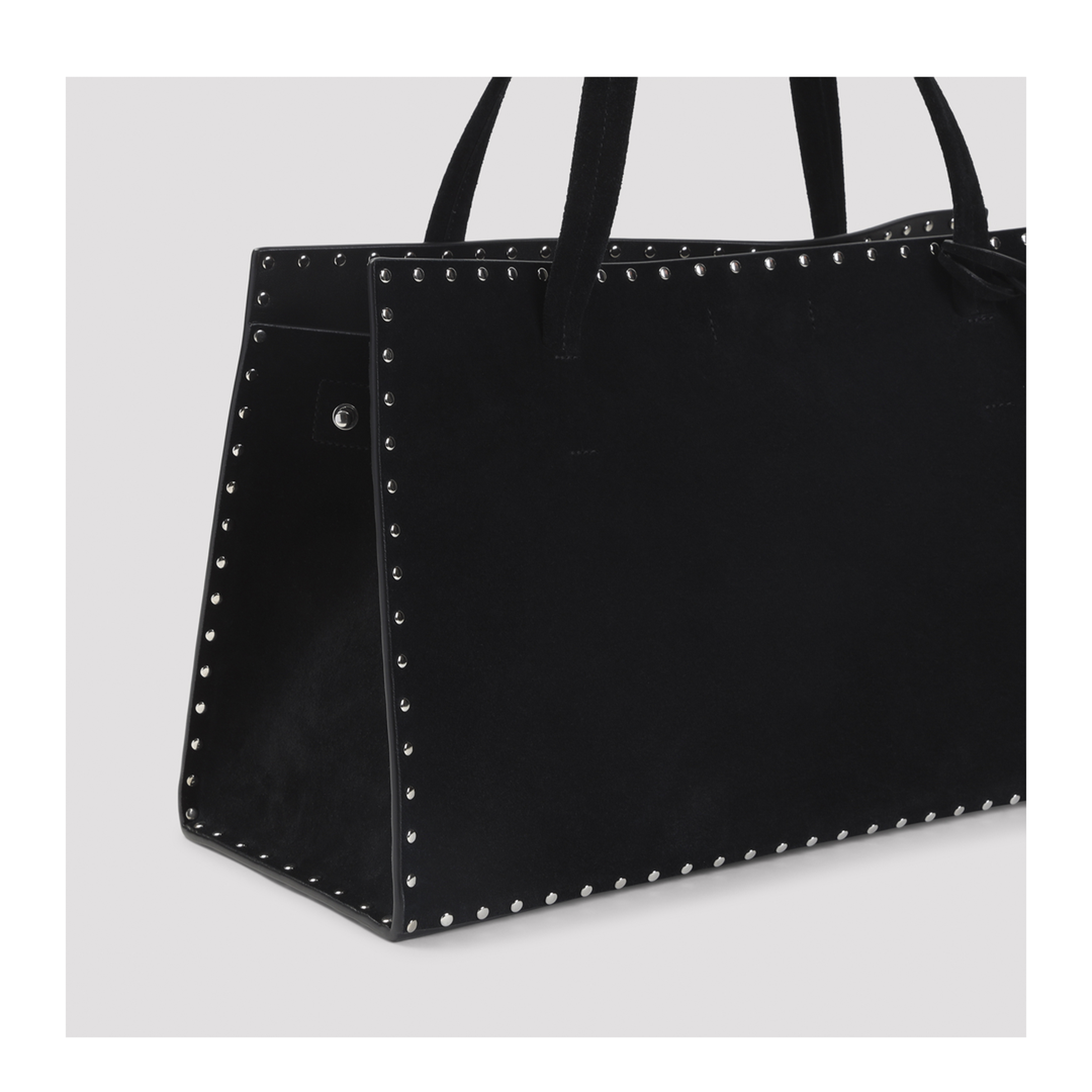 Stud Cabas Small Suede Tote - Black - Image 5