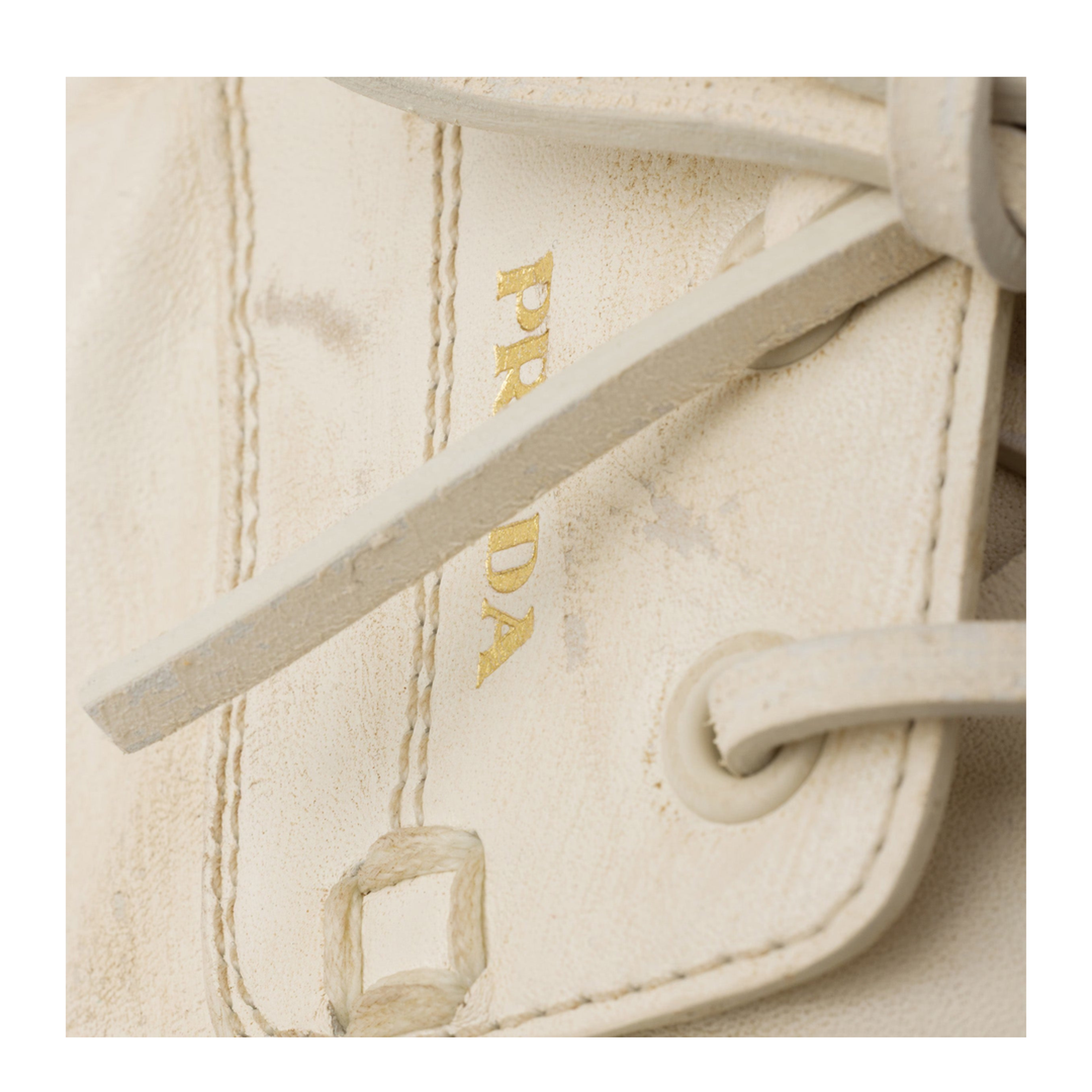 Shuffle Boat Loafers in Antique-Effect Leather, Talc Color - Image 2