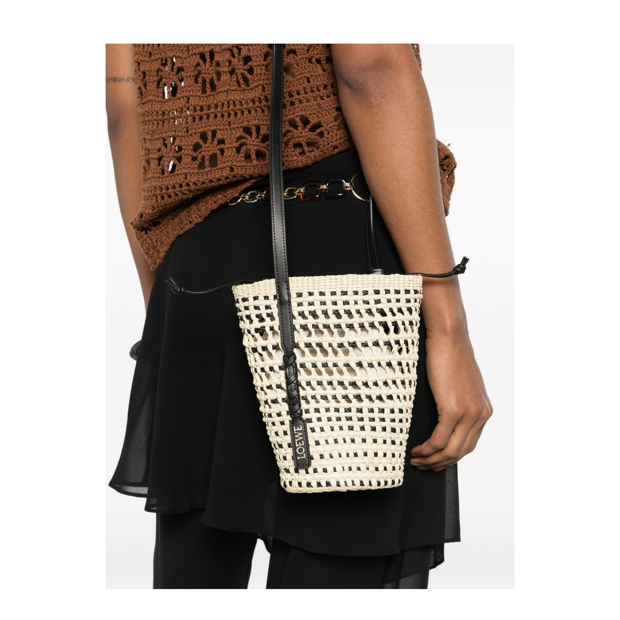 Paula's Ibiza Braid Pocket Iraca Palm Pouch - Natural/Black - Image 4