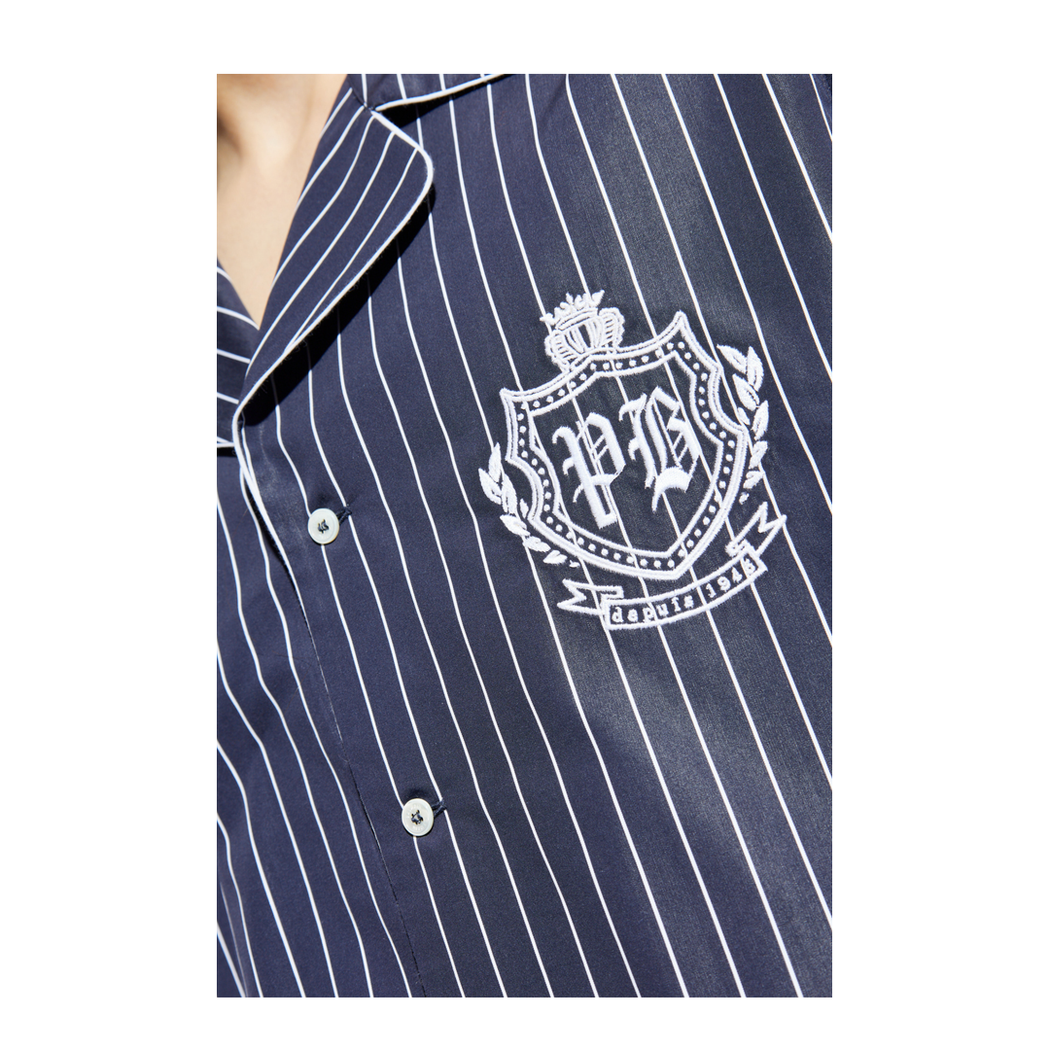 Striped Poplin Pyjama Shirt - Image 5