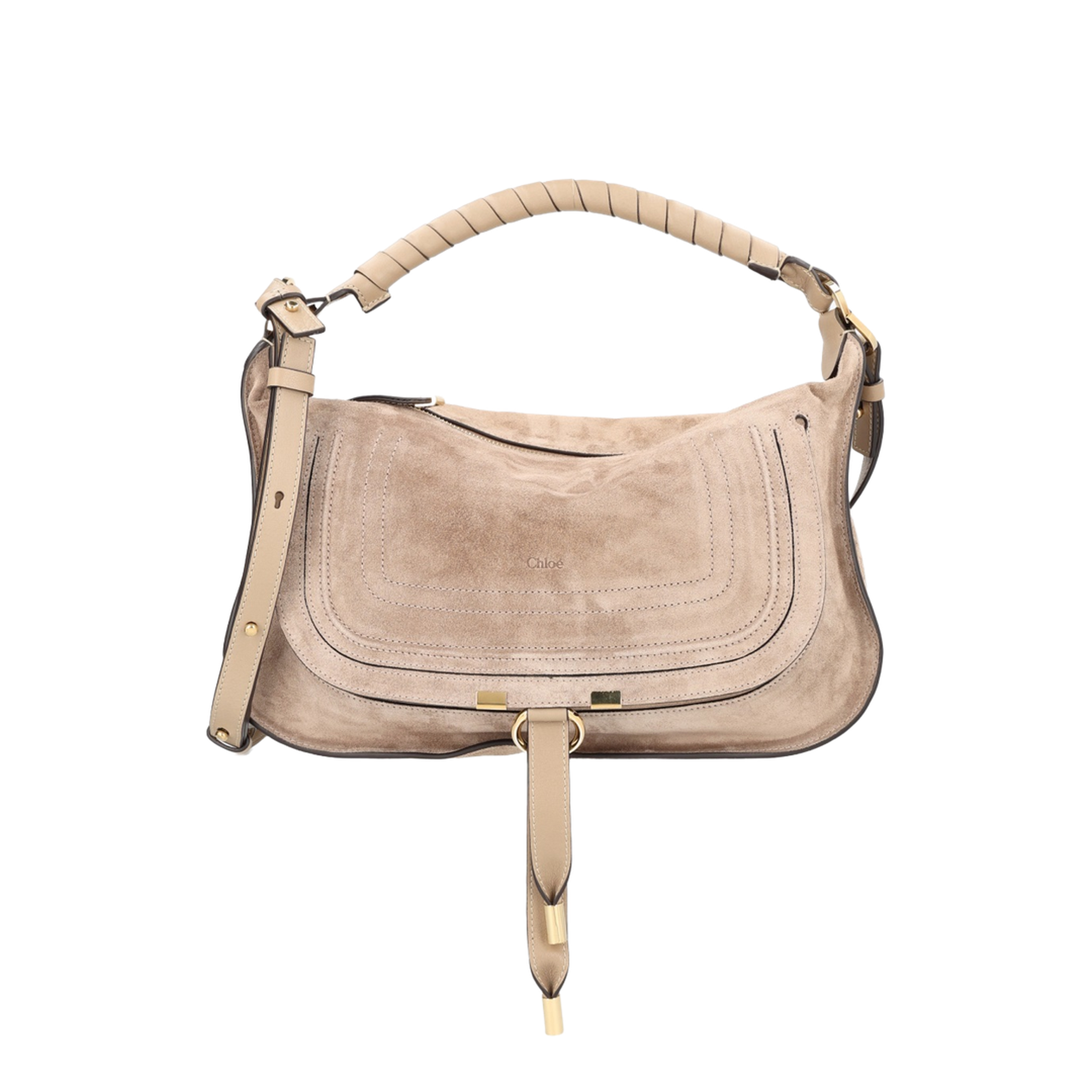 Marcie Small Suede Calfskin Shoulder Bag - Blushy Brown - Image 1