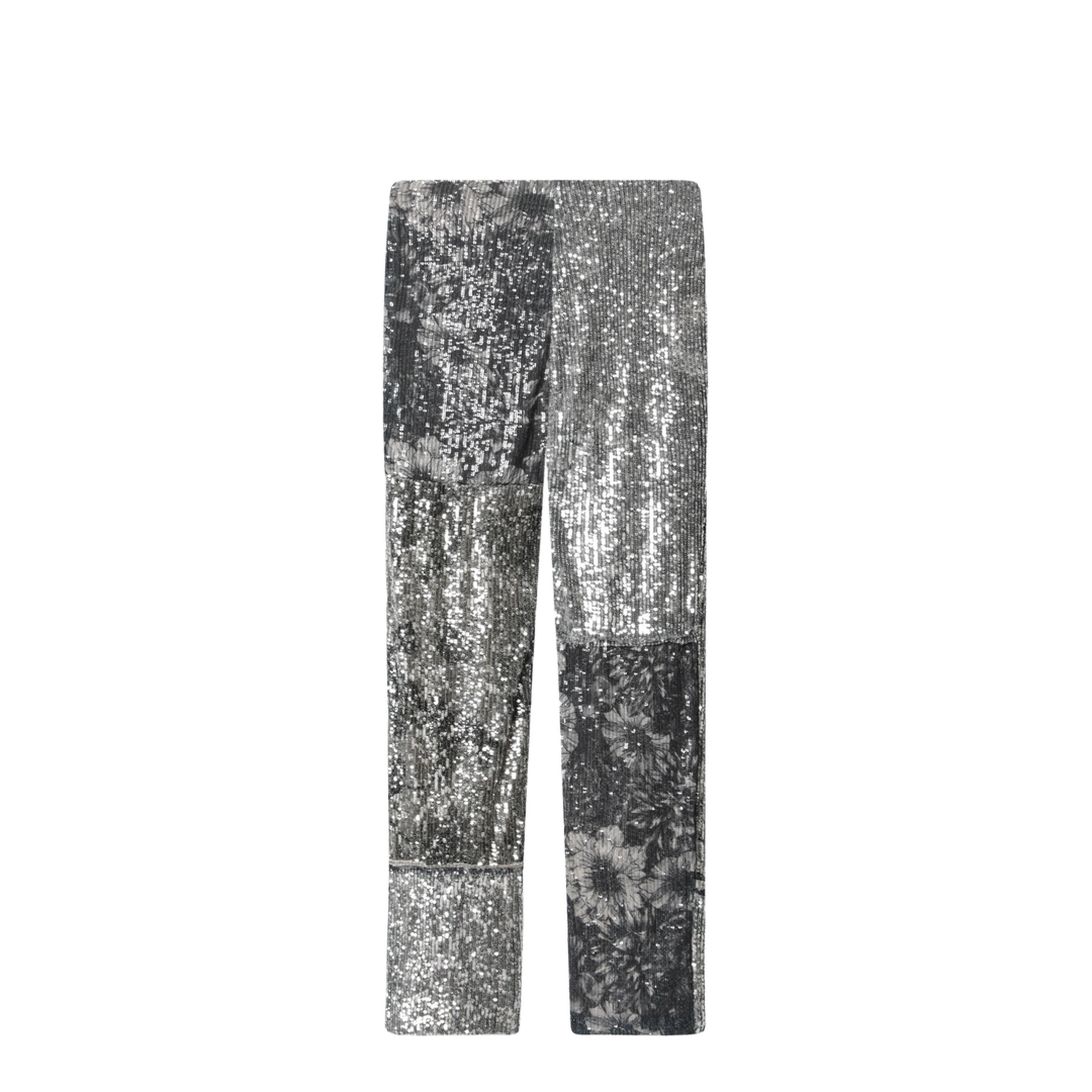 Patchwork Trousers With Floral Sequins Multicolor - Image 2