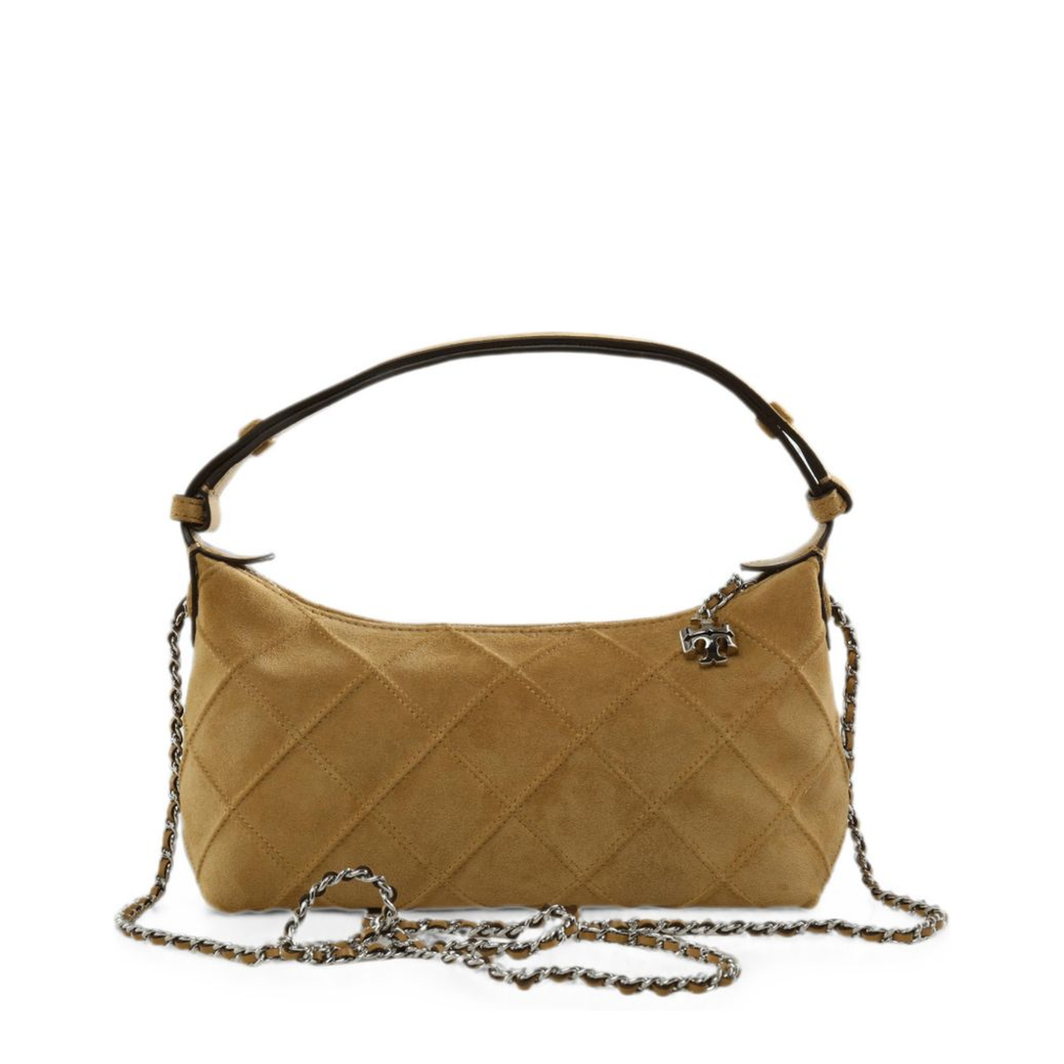 Charlie Suede Shoulder Bag - Grey - Image 1