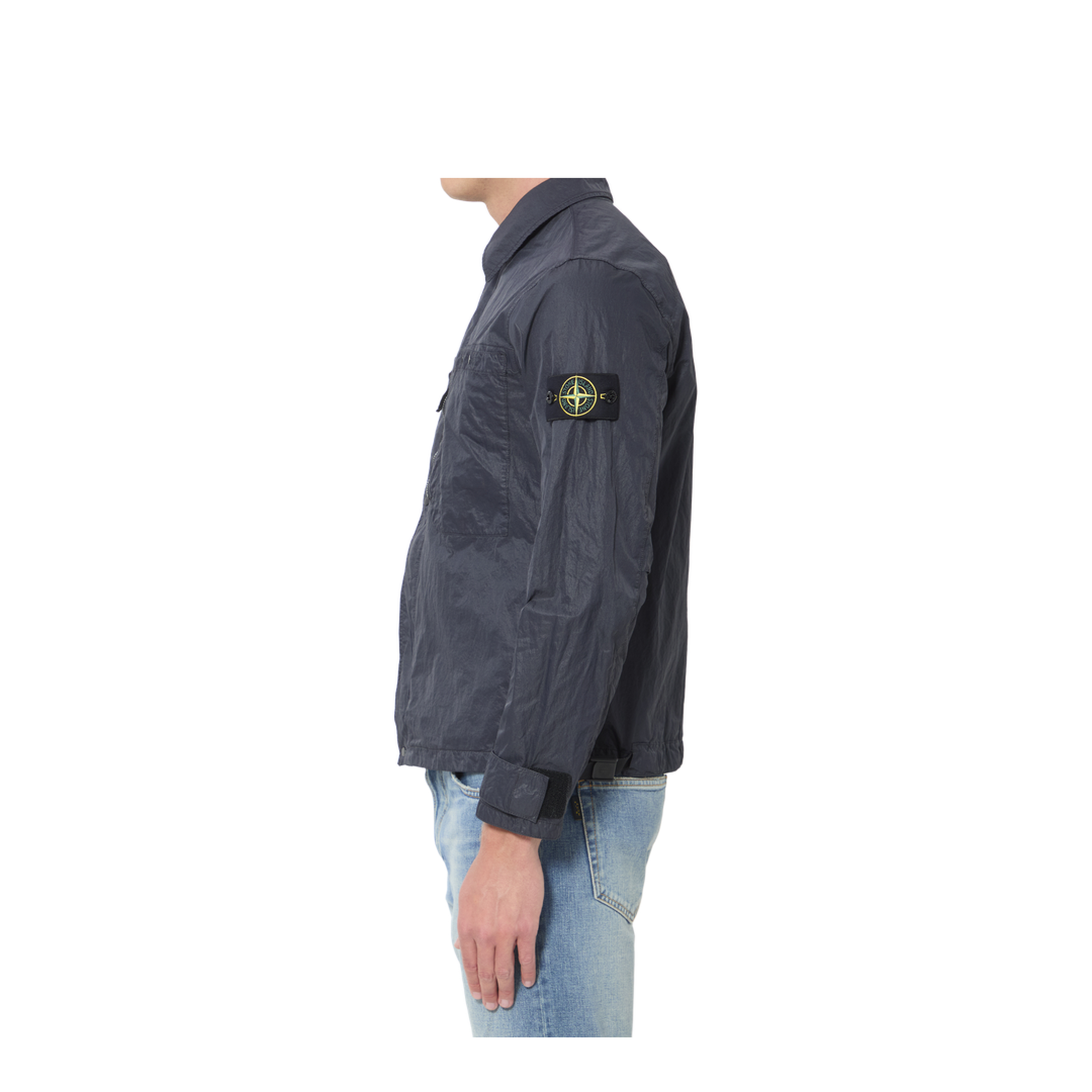 Navy Blue Nylon Overshirt - Image 3