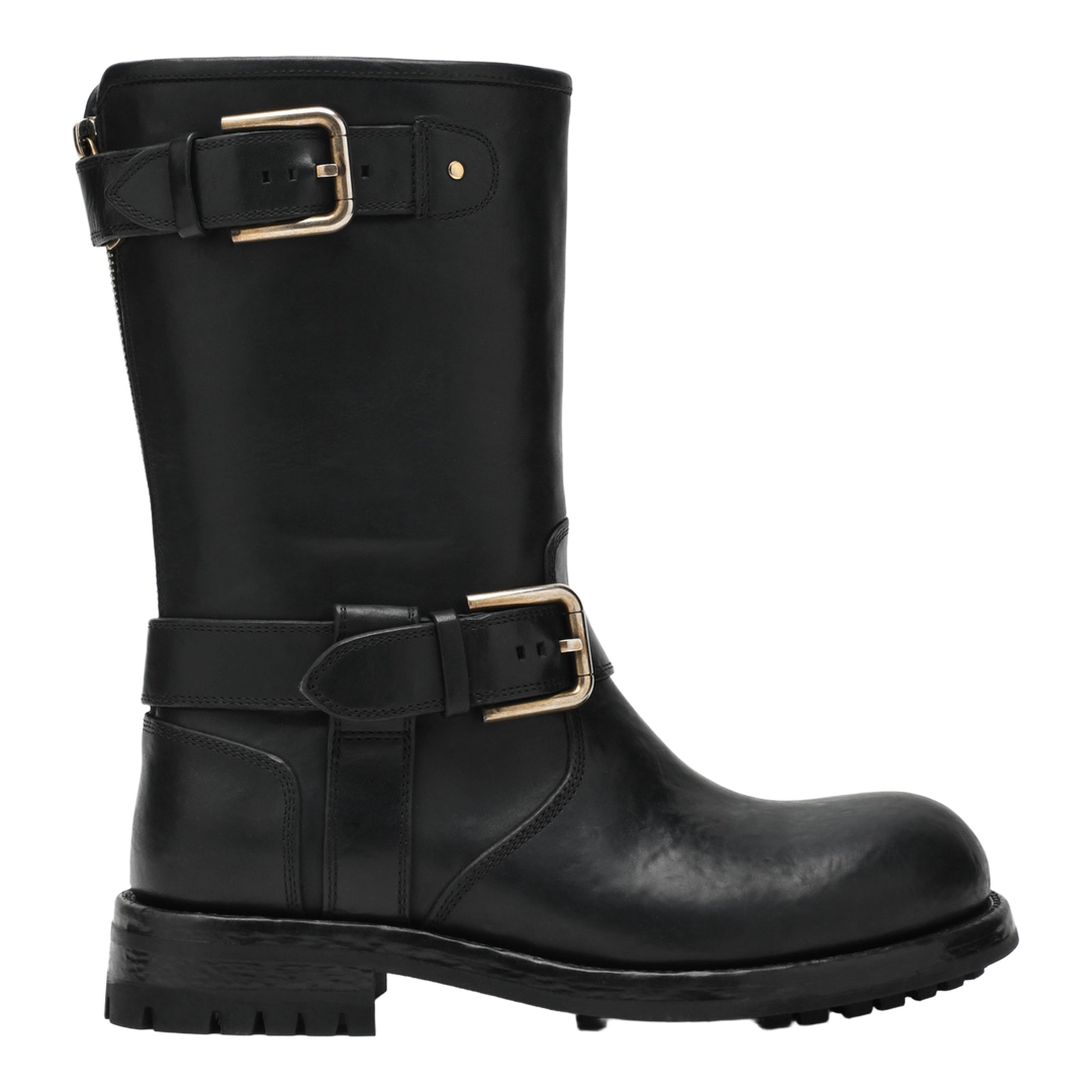 Black leather boot with buckles - Image 1