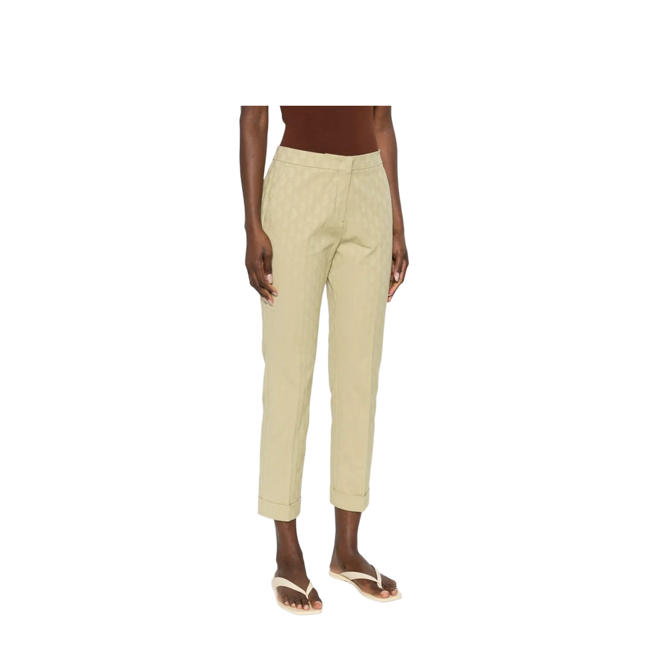 Cropped Cotton Jacquard Trousers with Micro Paisley Motif - Image 3