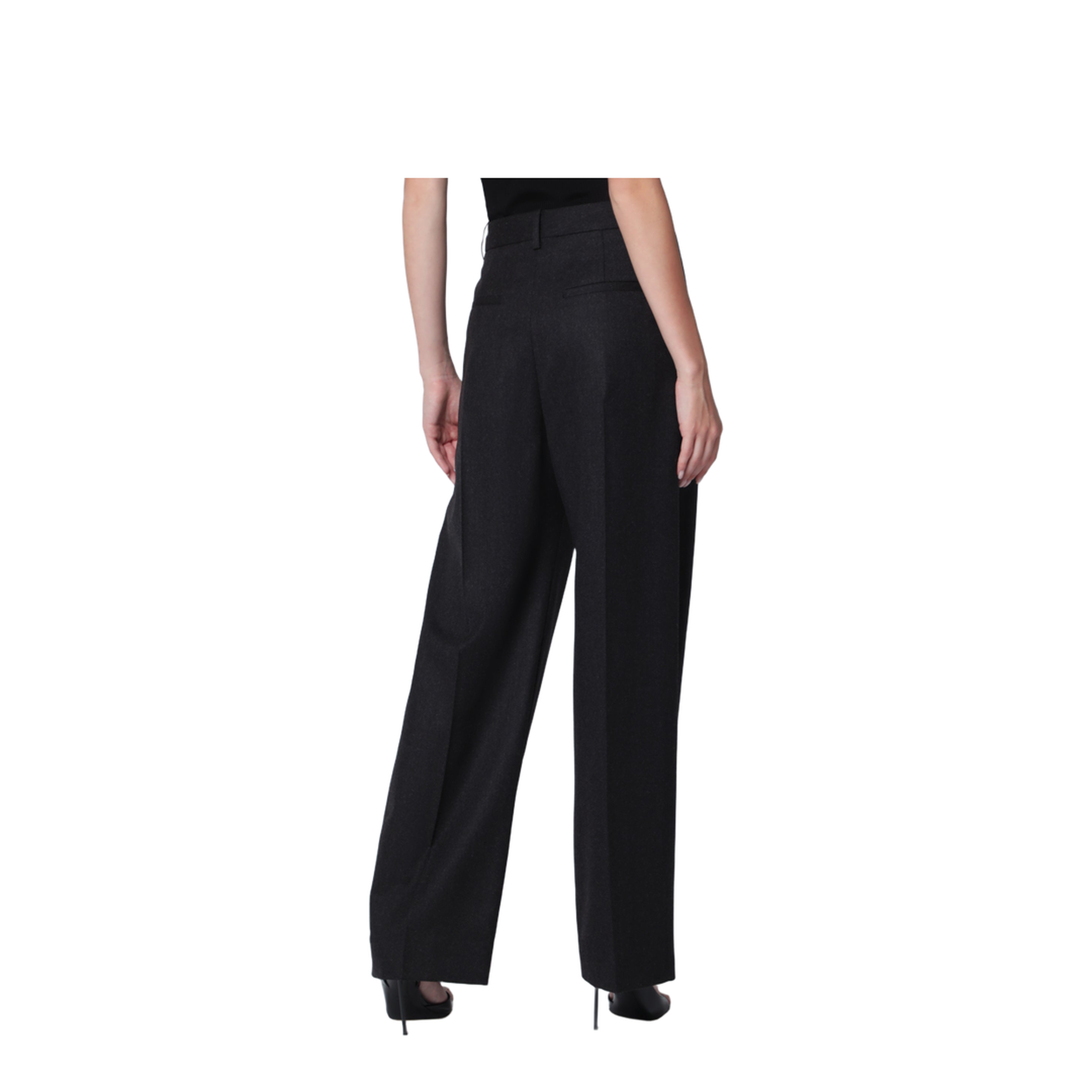 Cecilia Trousers in Dark Grey Mélange Wool - Image 2