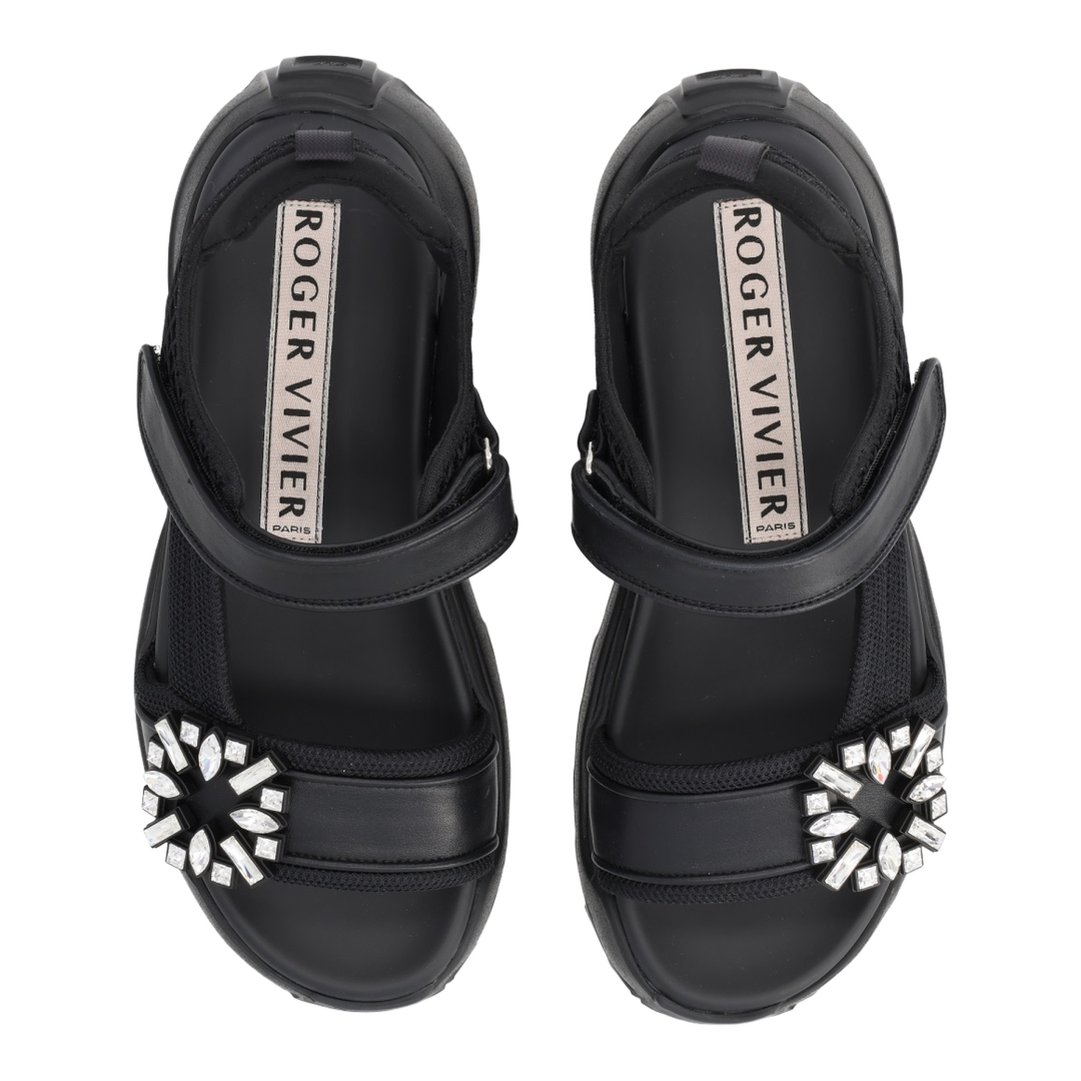 On The Run Black Leather And Textile Sandals - Image 5