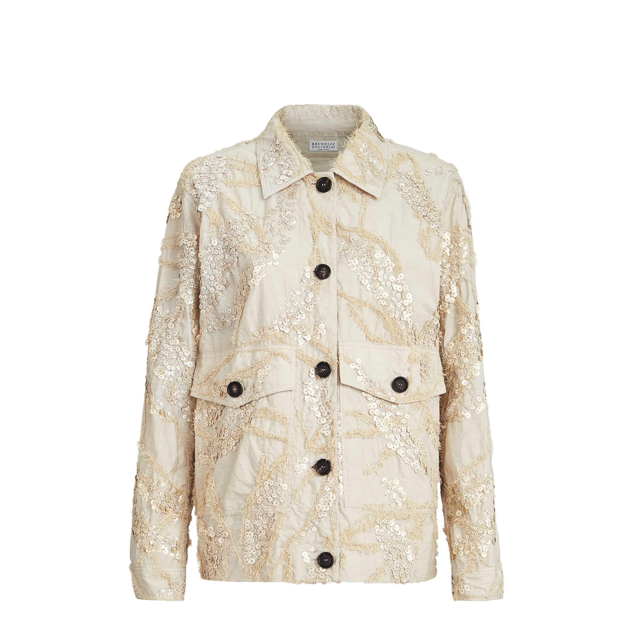 Dazzling Seabed Embroidery Outerwear Jacket in Techno Cotton Poplin - Image 1