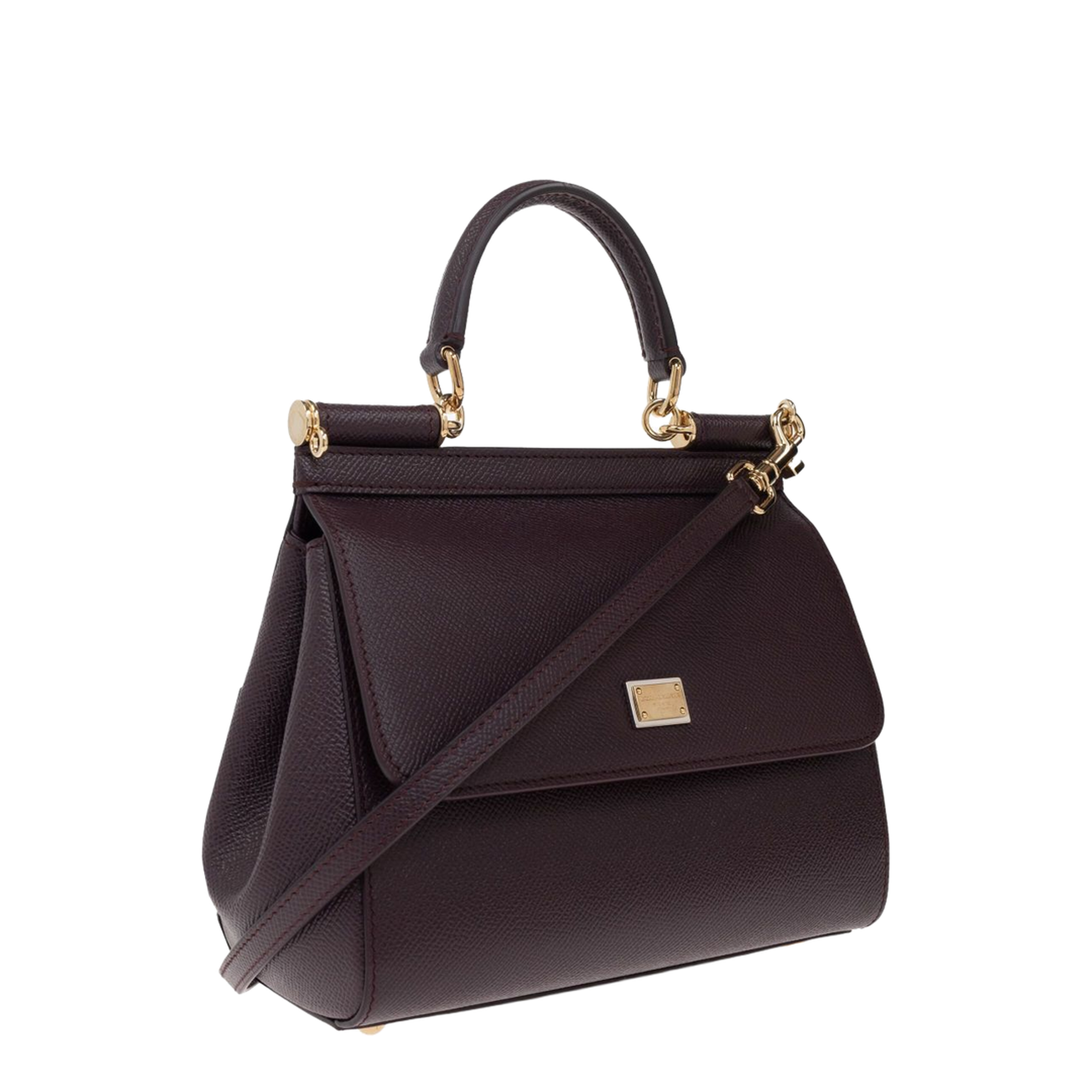 Sicily Small Calfskin Handbag - Bordeaux - Image 5