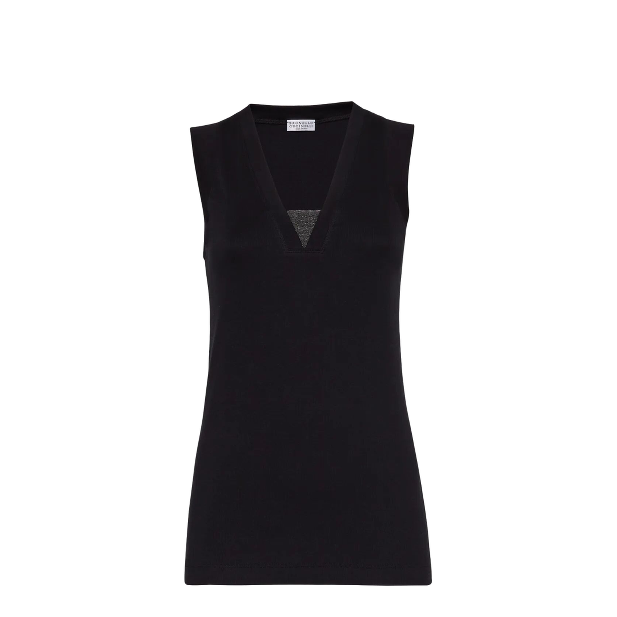 Stretch Cotton Jersey Tank Top with Precious Faux-Layering - Image 1