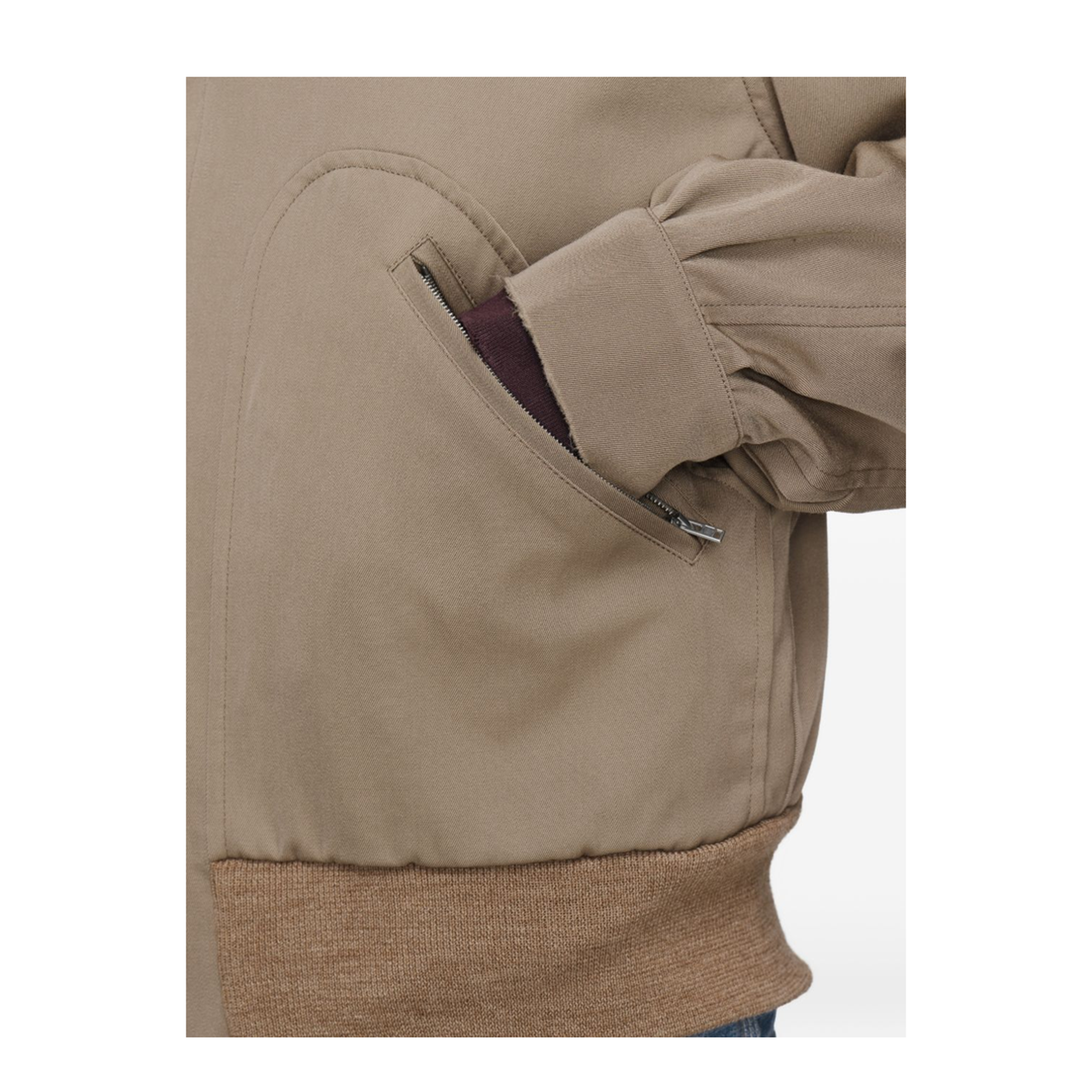 Beige Virgin Wool Zip-Up Jacket - Image 4