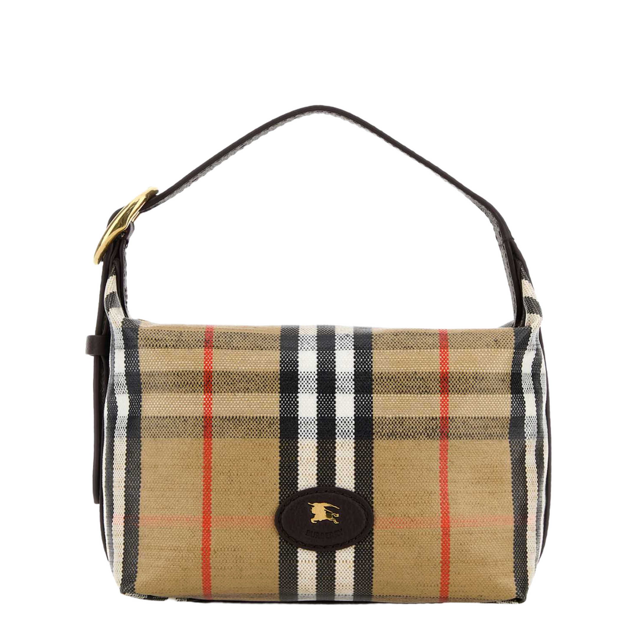 Coated Canvas Handbag With Check Pattern - Image 1
