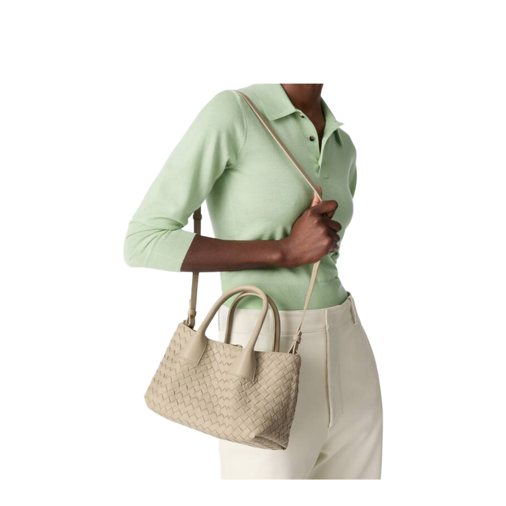 Pinacoteca Small Leather Tote Bags - Beige - Image 4