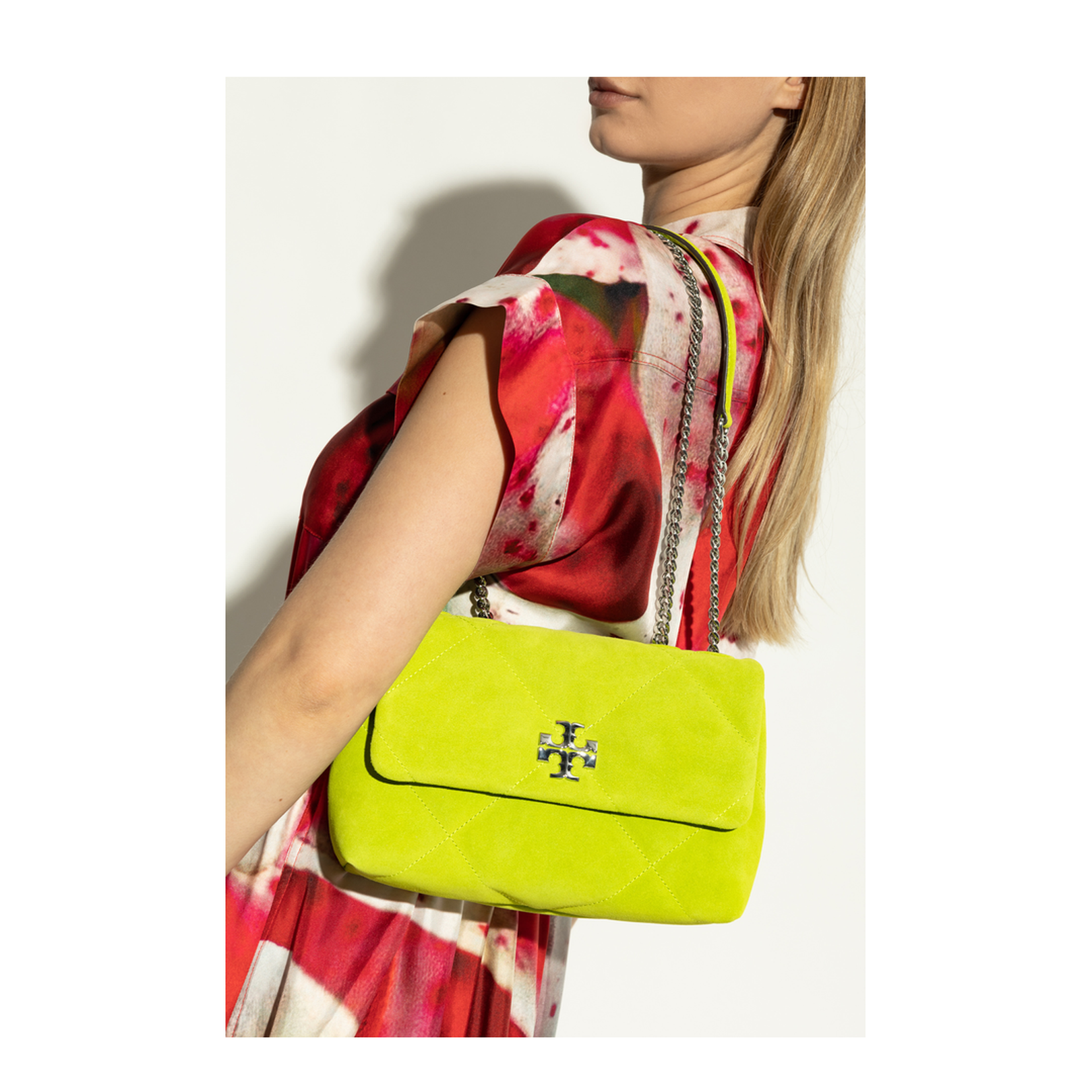 Kira Diamond Quilt Shoulder Bag Green - Image 2