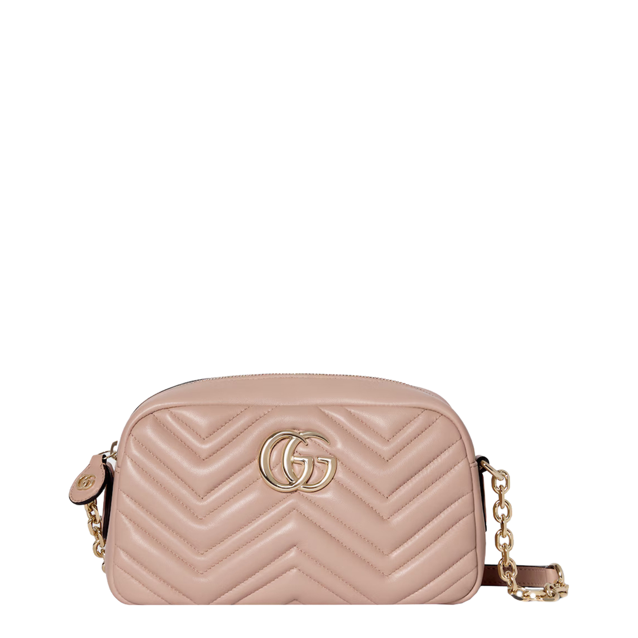 Small Camera Bag in Pink Beige Leather - Image 3