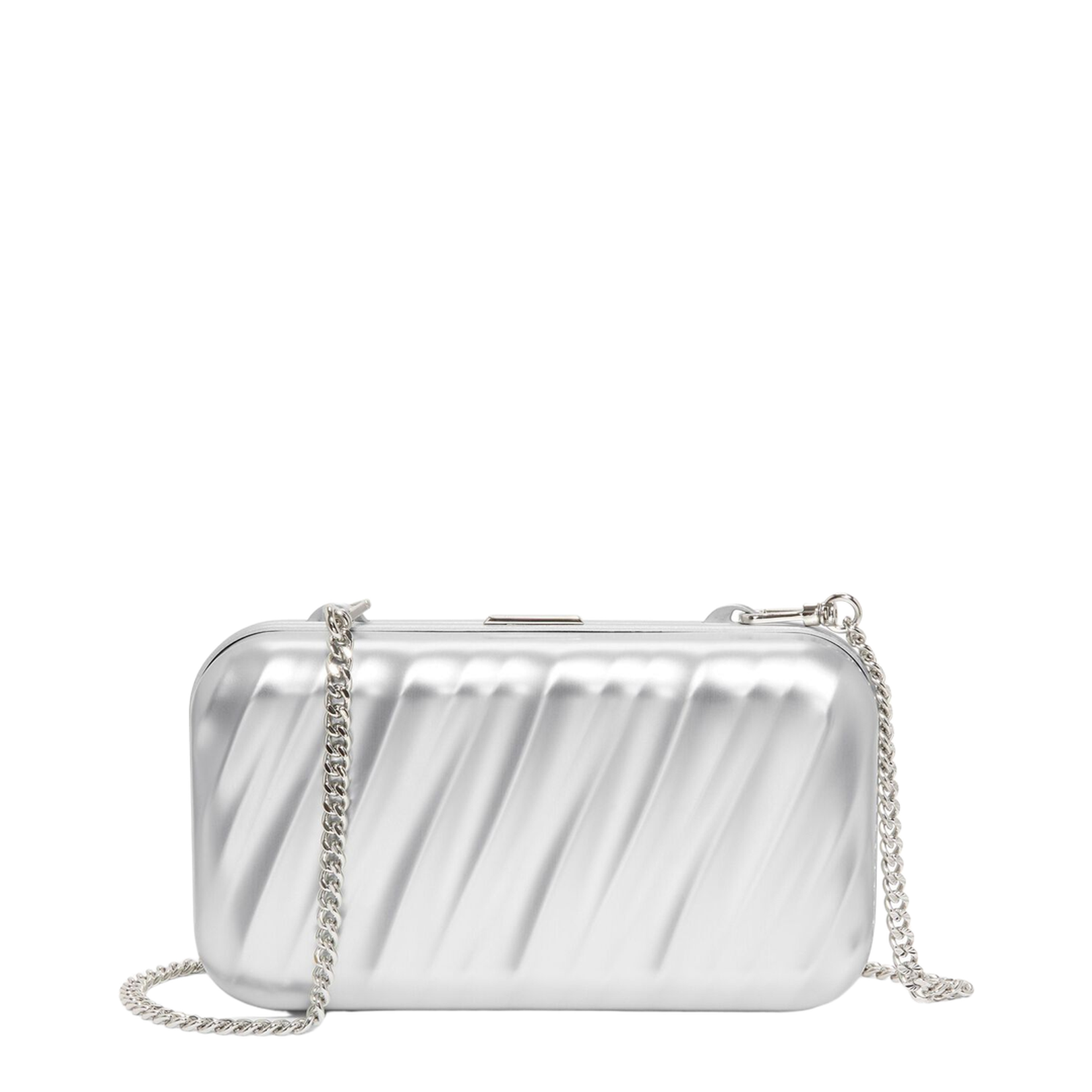 19 Degree Aluminum Minaudière Clutch Bag - Metallic Silver - Image 1