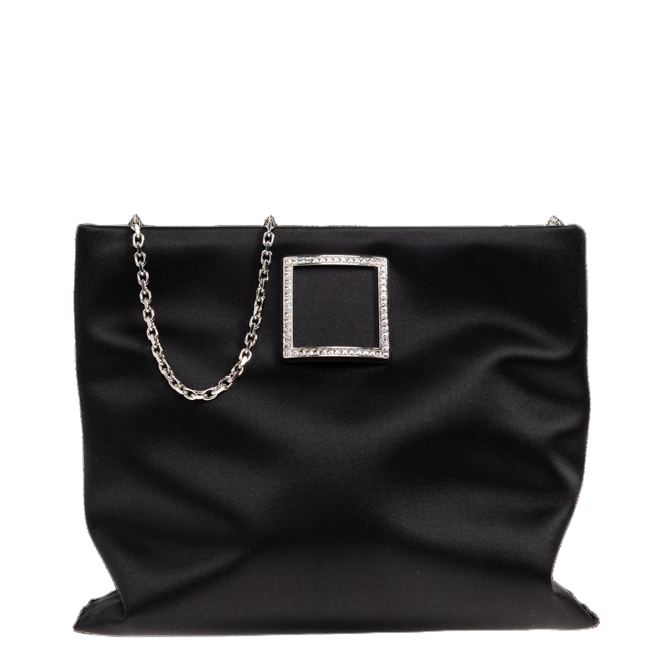Trompette Silk Blend Satin Clutch - Black - Image 1
