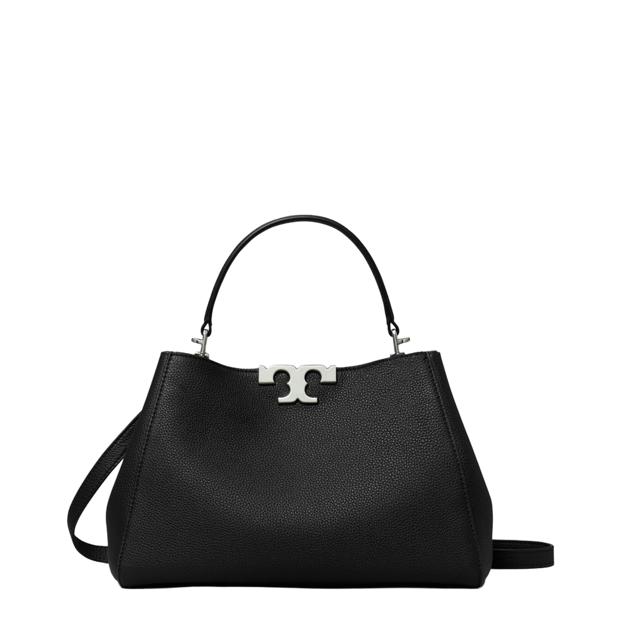 Eleanor Medium Pebbled Leather Satchel - Black - Image 1
