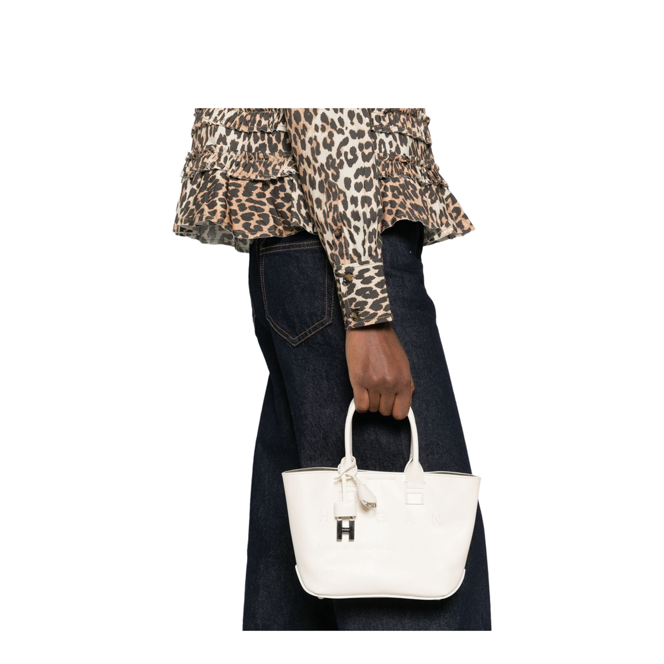 Address Mini Calf Leather Shopping Bag - Ivory - Image 5