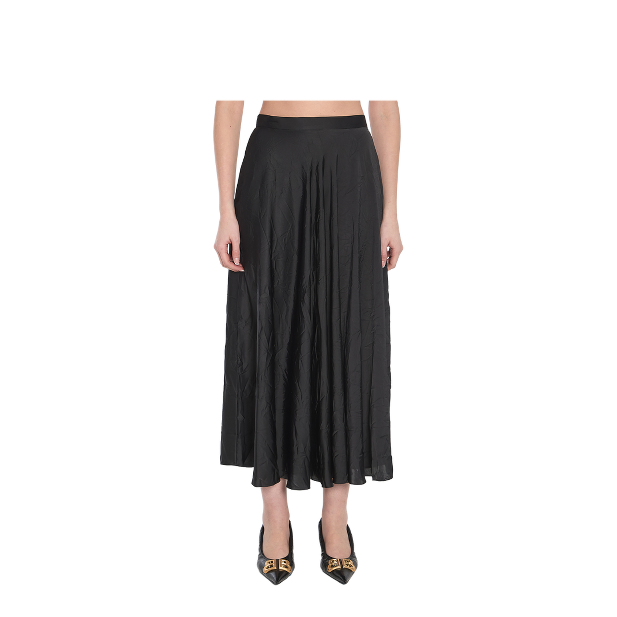 Satin Asymmetric Draped Skirt - Image 1