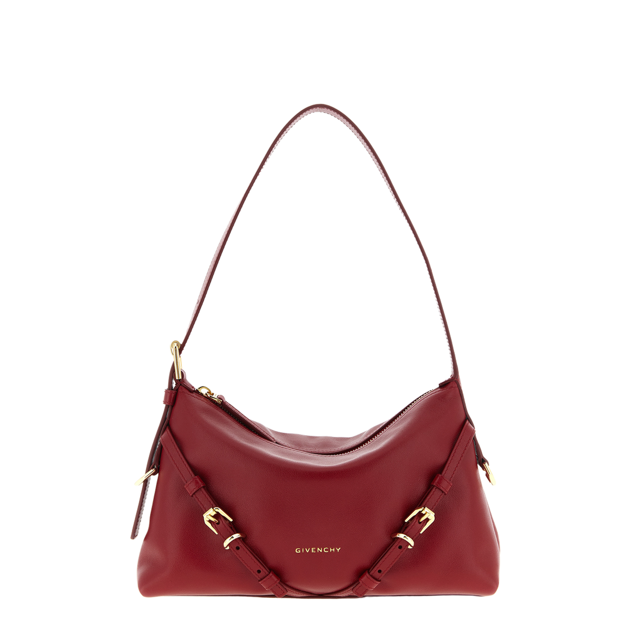 Voyou Mini Calfskin Shoulder Bag - Dark Red - Image 4