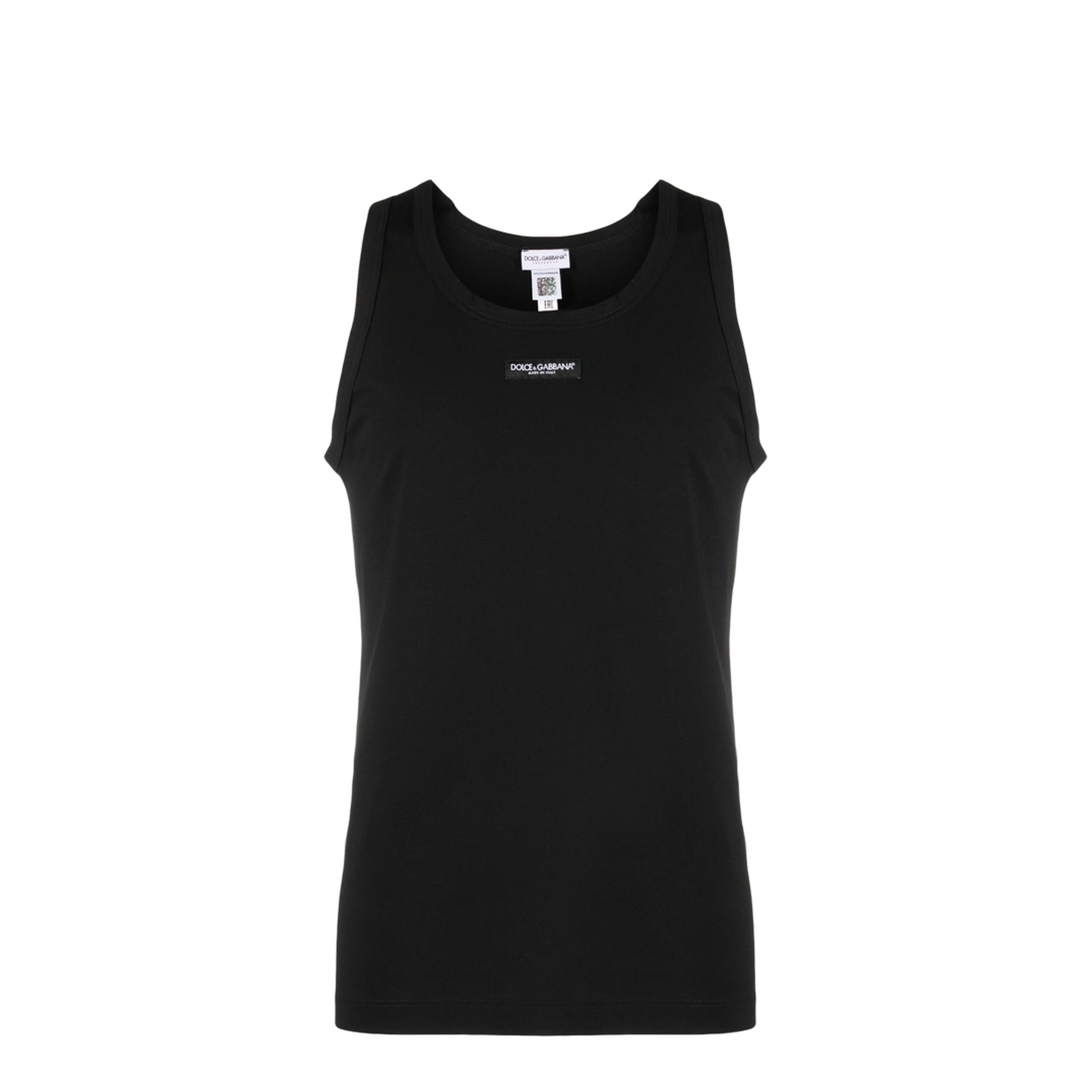 Stretch Cotton Tank Top With Logo Label - Image 1
