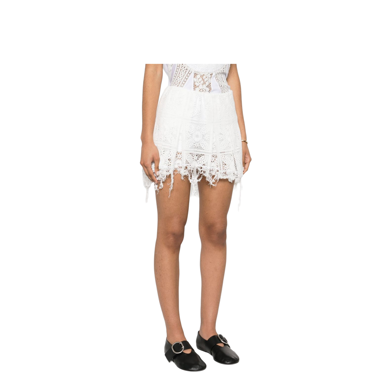 Pleated Mini Skirt in Cotton Blend White - Image 2