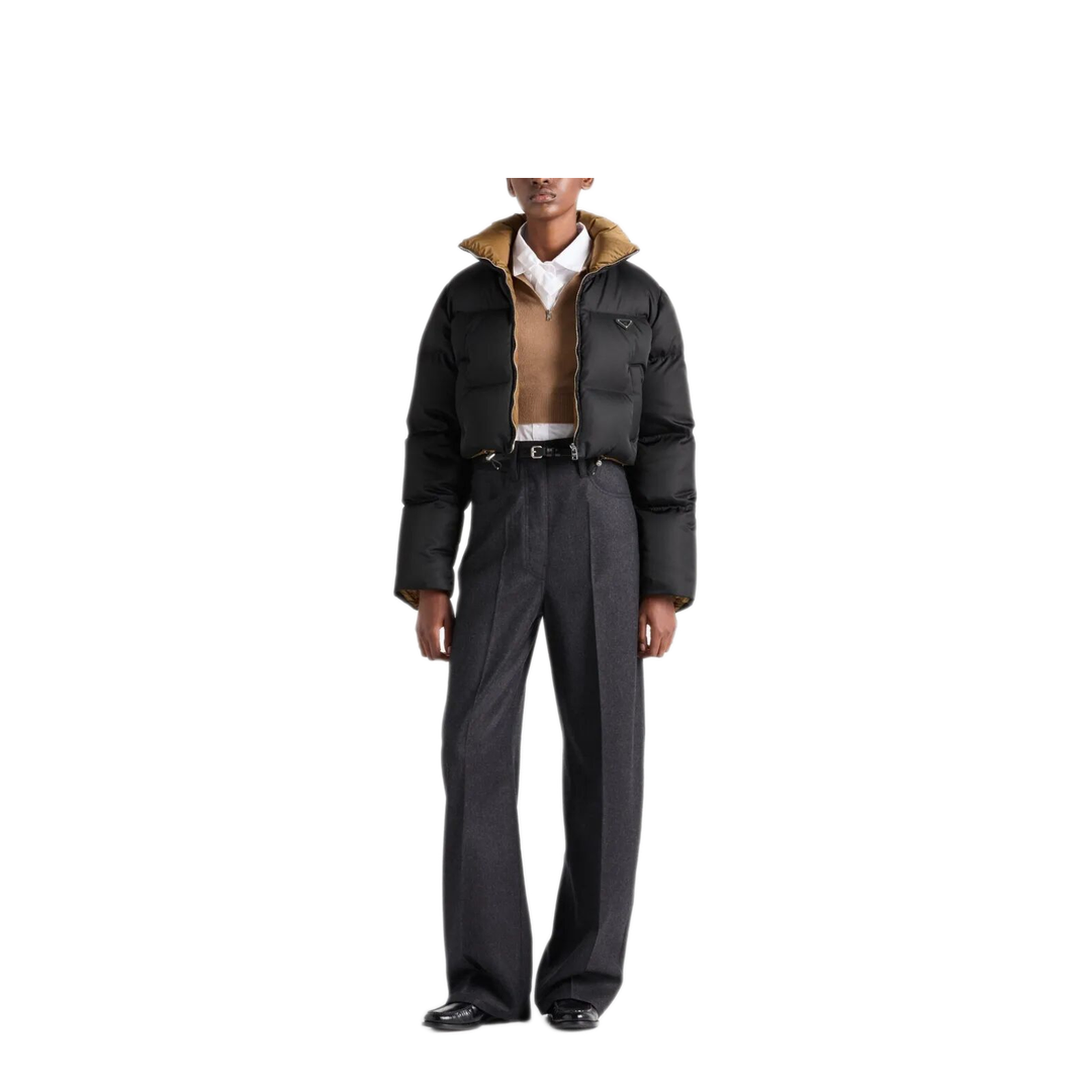 Cropped Fit Stand-Up Collar Down Jacket - Image 3