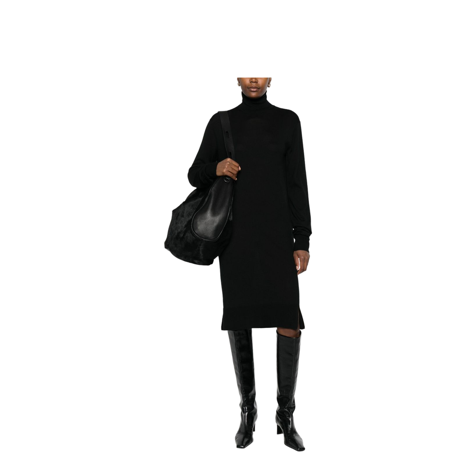 Wool Turtleneck Midi Dress - Image 4